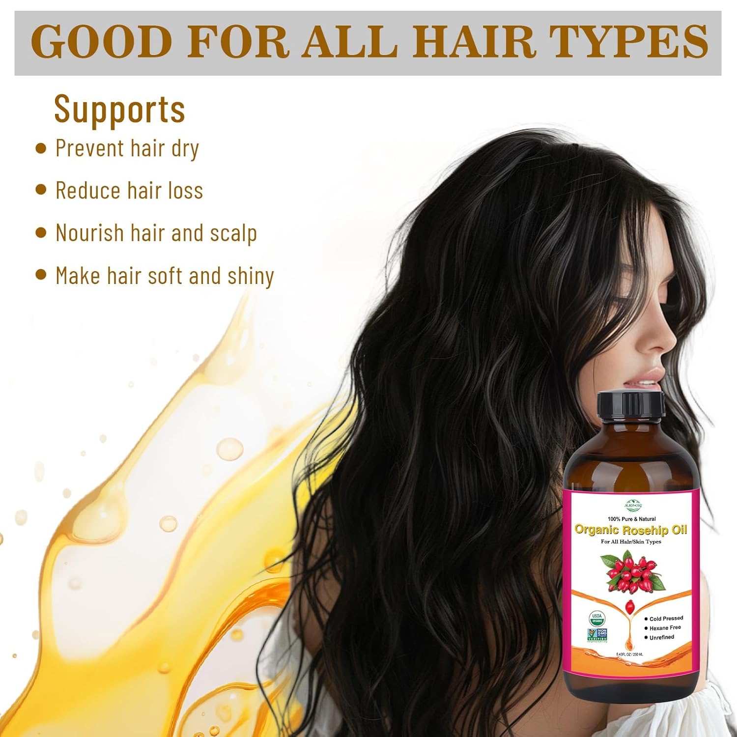 Pure Organic Rosehip Seed Facial Oil 8.45oz Cold Pressed Unrefined - Image 5