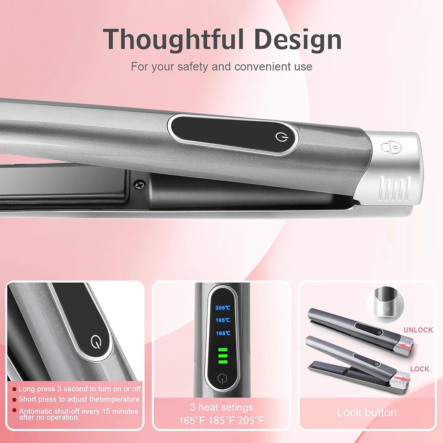 Portable Mini 2-in-1 Cordless Hair Straightener and Curler with LCD Display - Image 4