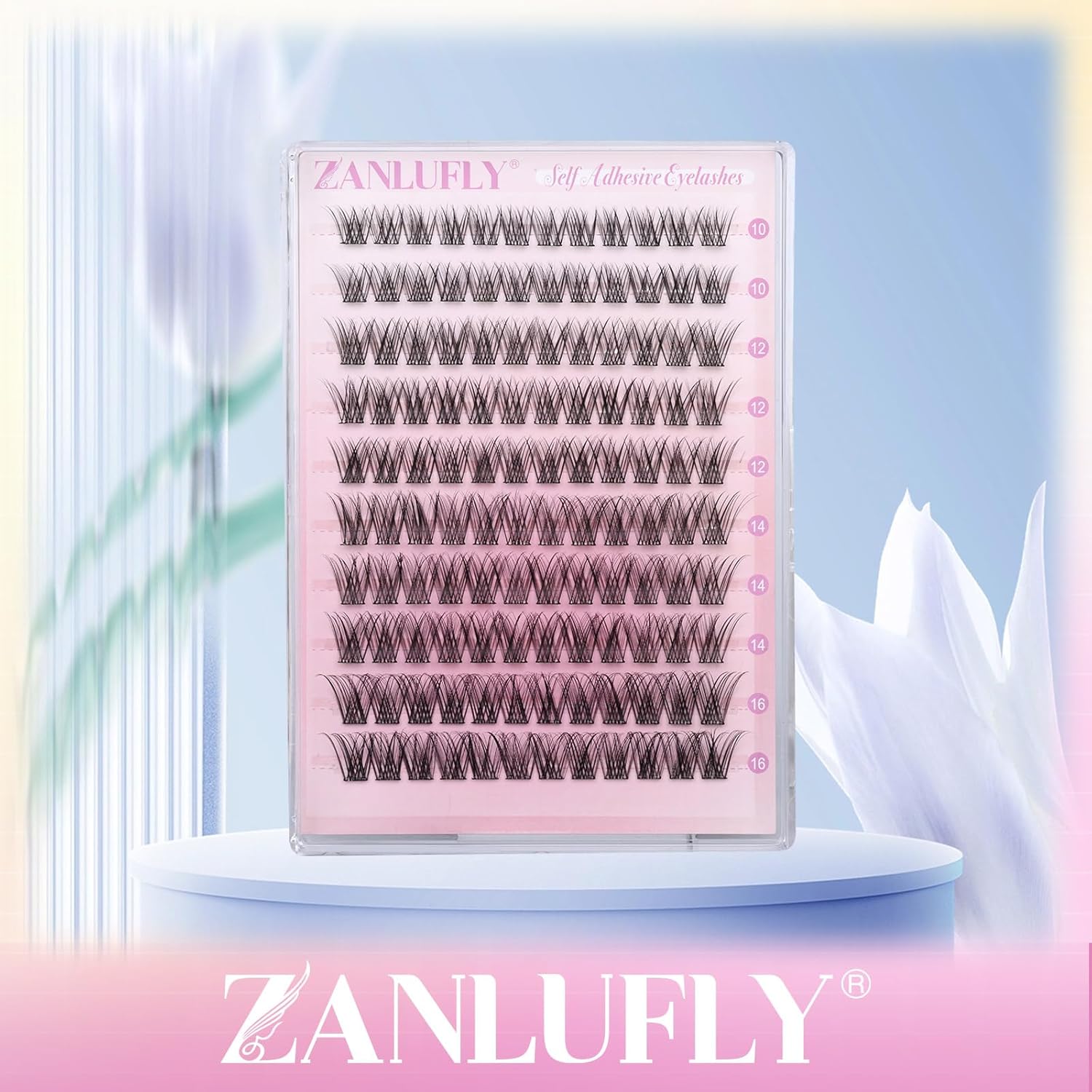 Zanlufly C-Curly 10-16MM Wispy Cluster Self Adhesive Pre-Glued Eyelashes - Image 7