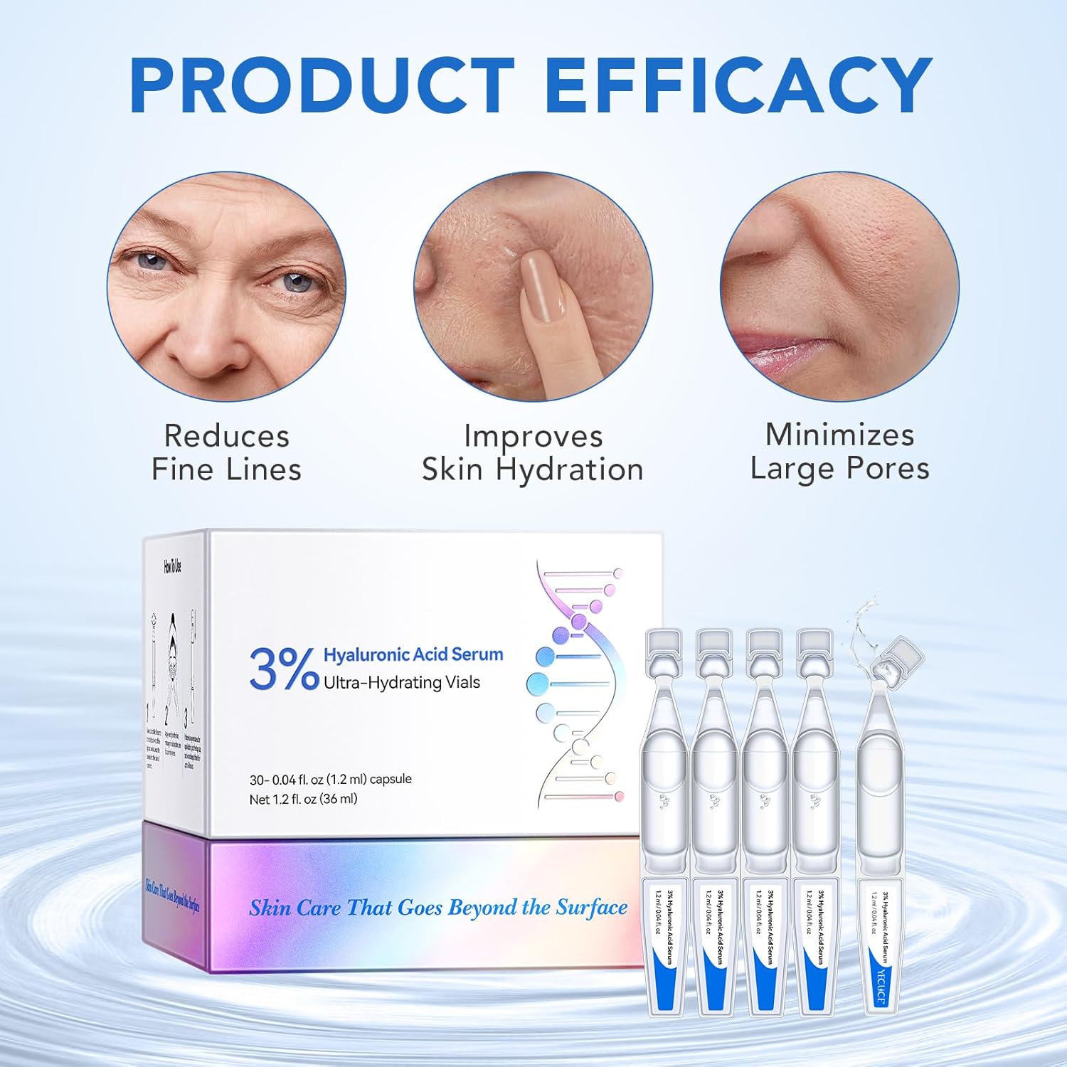 60-Count Single Use Hyaluronic Acid Serum Tubes 3% Moisturizer for Face Acne Scars - Image 8
