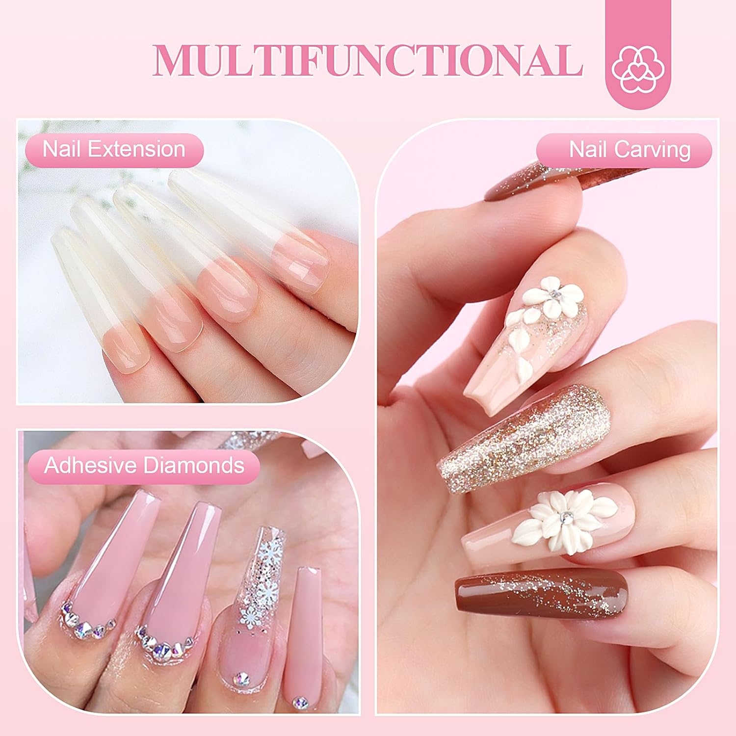 SAVILAND 15-Piece All-Inclusive Acrylic Nail Starter Kit for Beginners, Includes White, Pink, and Clear Powders with Liquid Monomer - Image 3