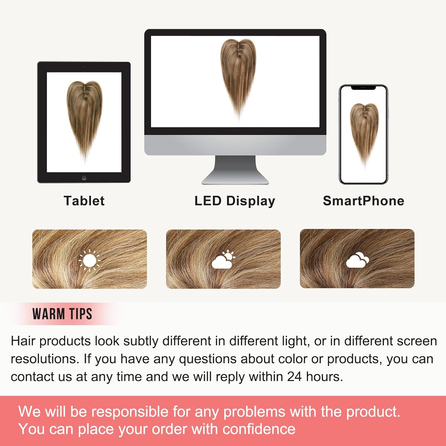 Flufymooz 10 Inch Medium Brown Blonde Human Hair Clip-in Bangs Topper - Image 7