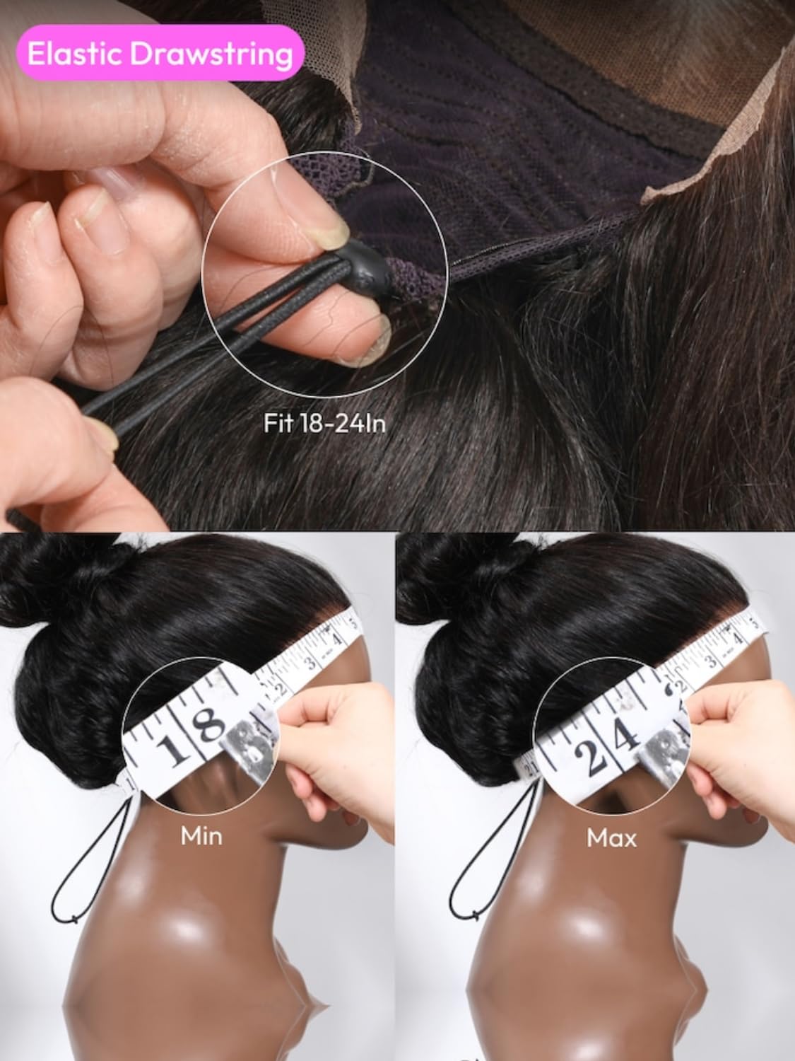 UNICE 18 Inch Glueless Human Hair Wig Real Scalp 13x4 HD Lace with Bangs - Image 4