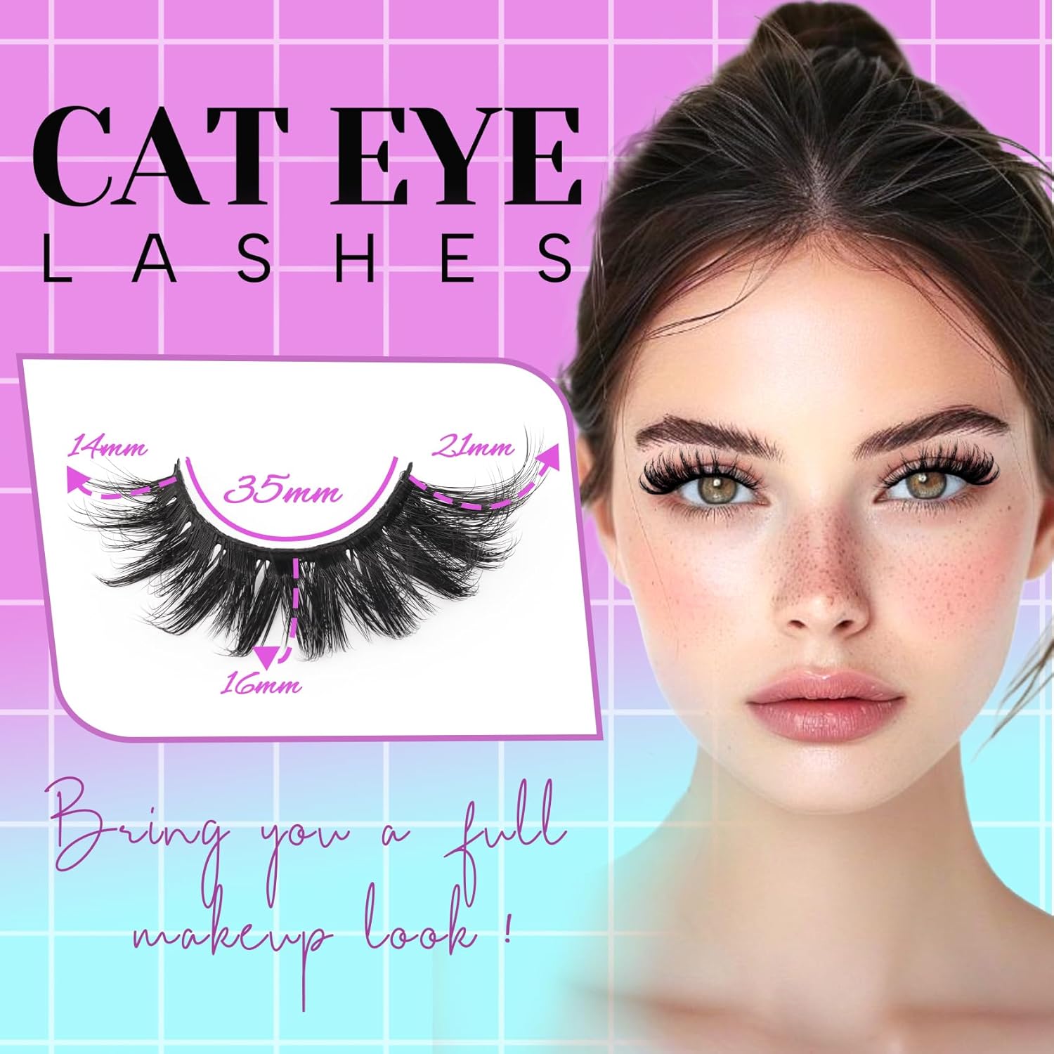 Losha Lashes 7 Pairs Fluffy Volume Cat Eye False Eyelashes Kit with Glue and Tweezers, Natural Soft - Image 2