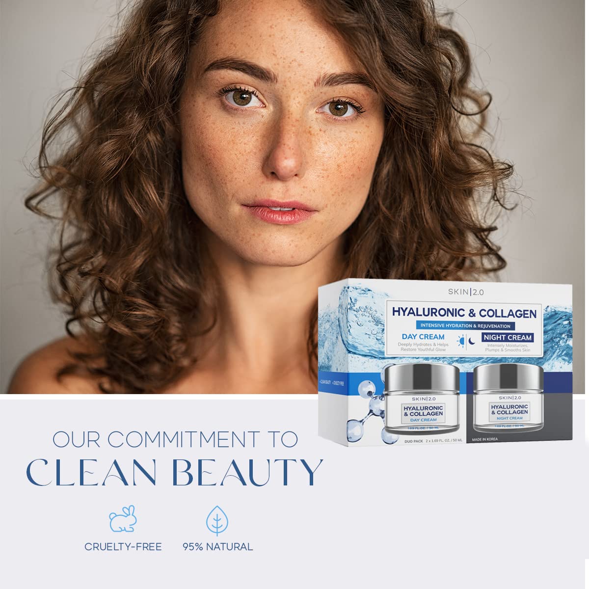 Hyaluronic Acid Collagen Face Moisturizer 1.69 Oz Day Night 2 Pack All Skin Types - Image 3