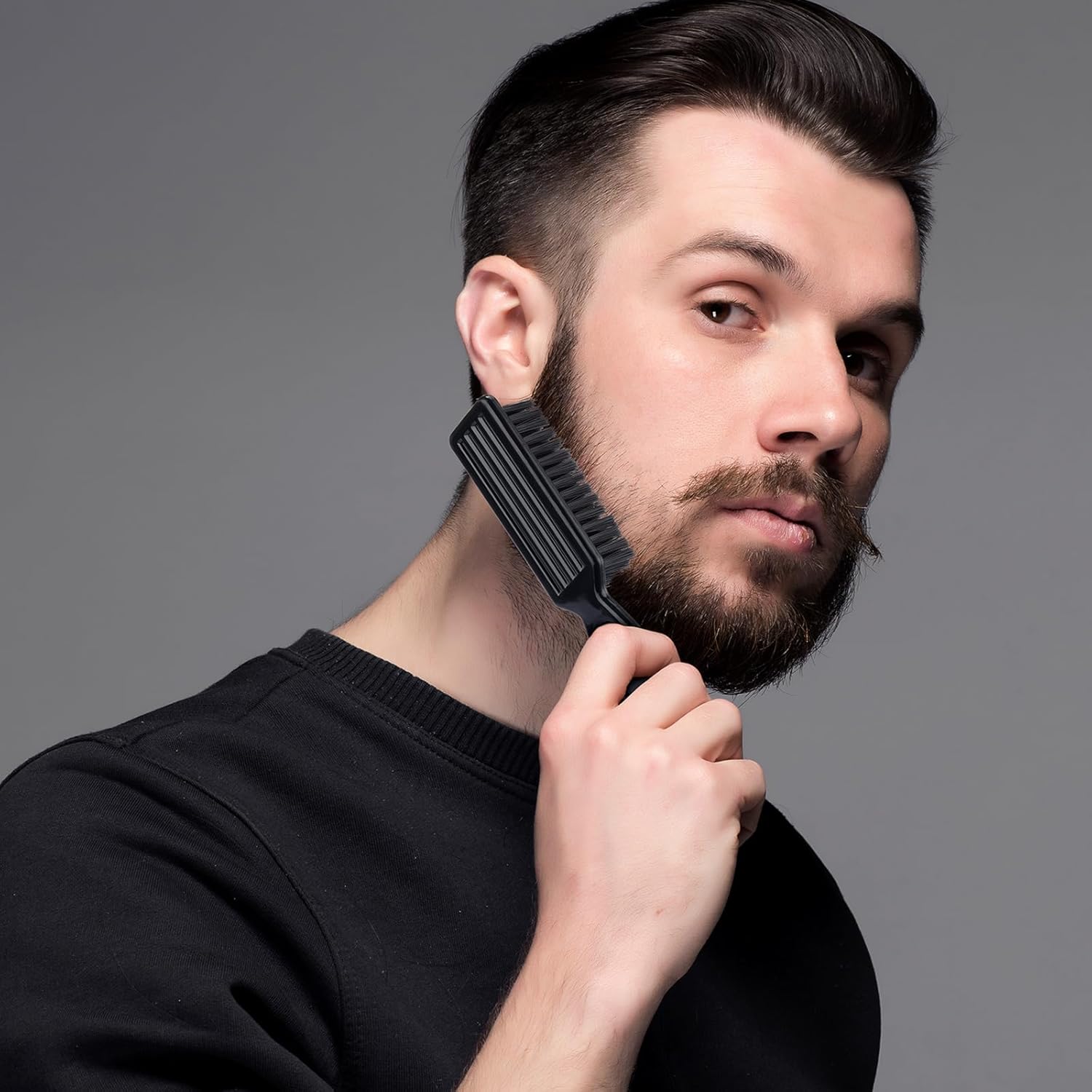 Patelai 3-Piece Black Neck Duster Brush Set with Storage Bag for Hair Clipper Cleaning - Image 3