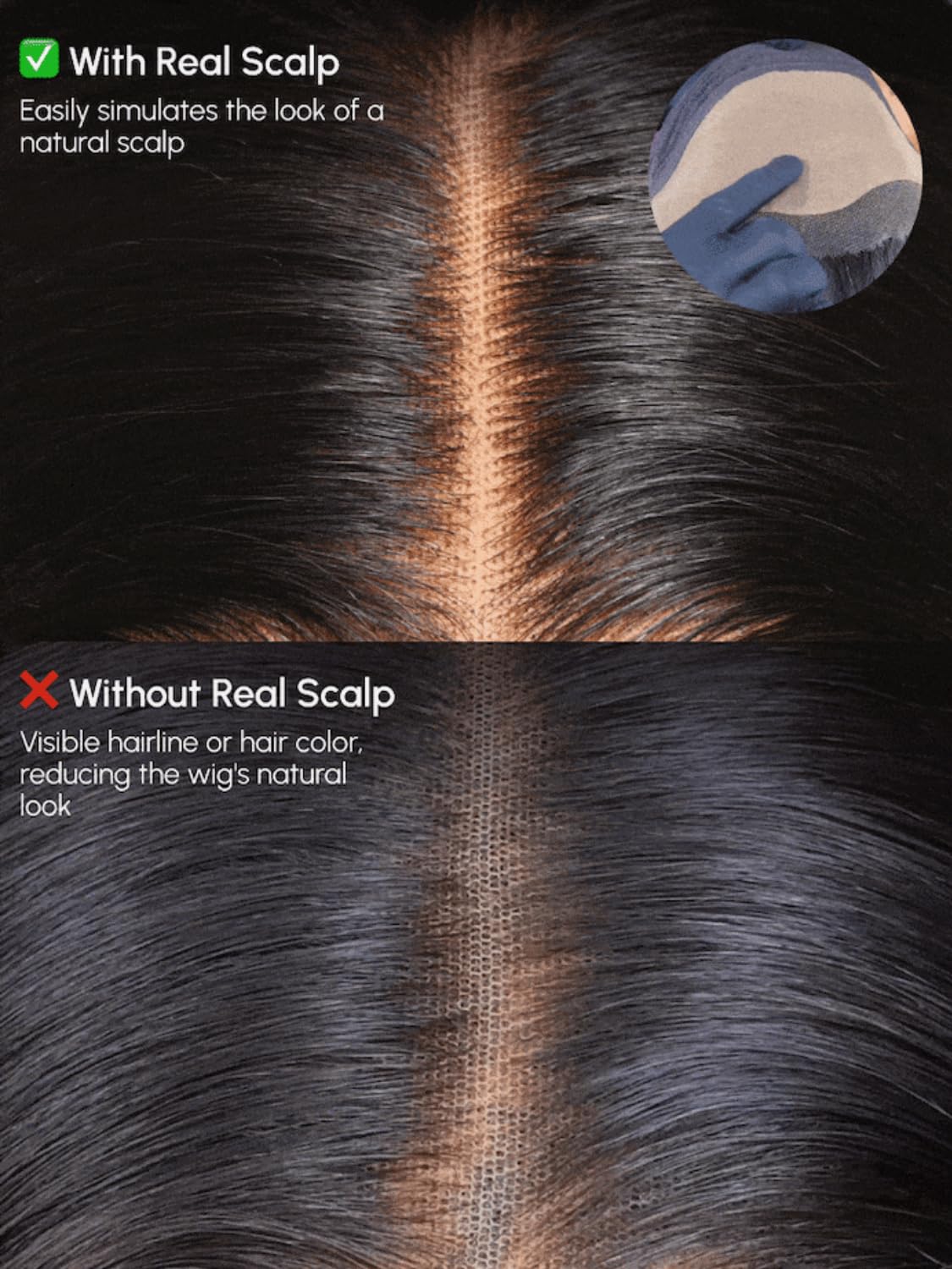 UNICE 18 Inch Glueless Human Hair Wig Real Scalp 13x4 HD Lace with Bangs - Image 5