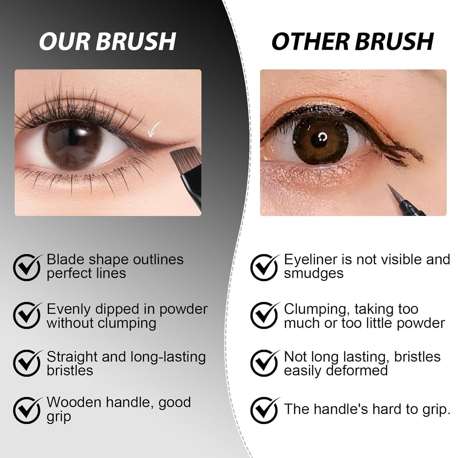 Ultra-Fine Tip Precision Eyeliner Brush Durable Synthetic Bristles for Sharp Lines and Smoky Effects - Image 5
