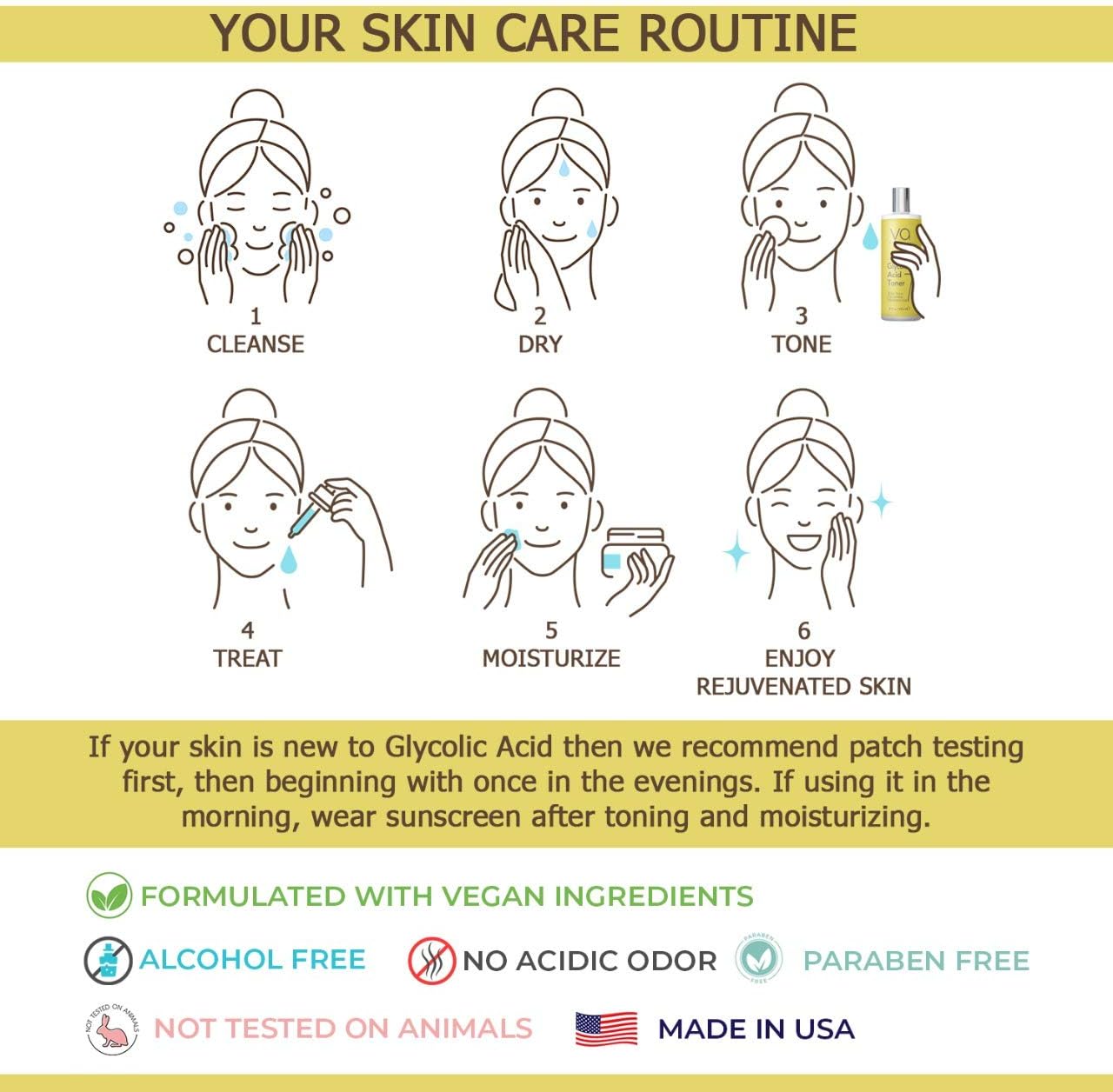 Glycolic Acid Face Toner 8 oz - Anti Aging Pore Minimizer Alcohol Free Formula - Image 6