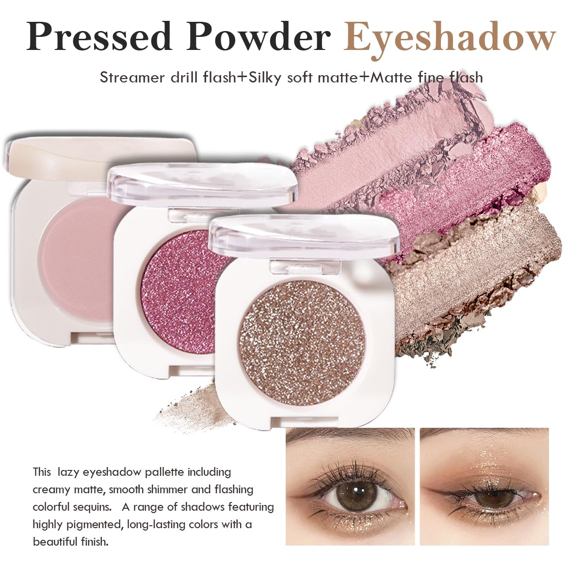 Champagne Bronzer Glow Single Glitter Eyeshadow - High Pigment Smooth Powder 10g - Image 3