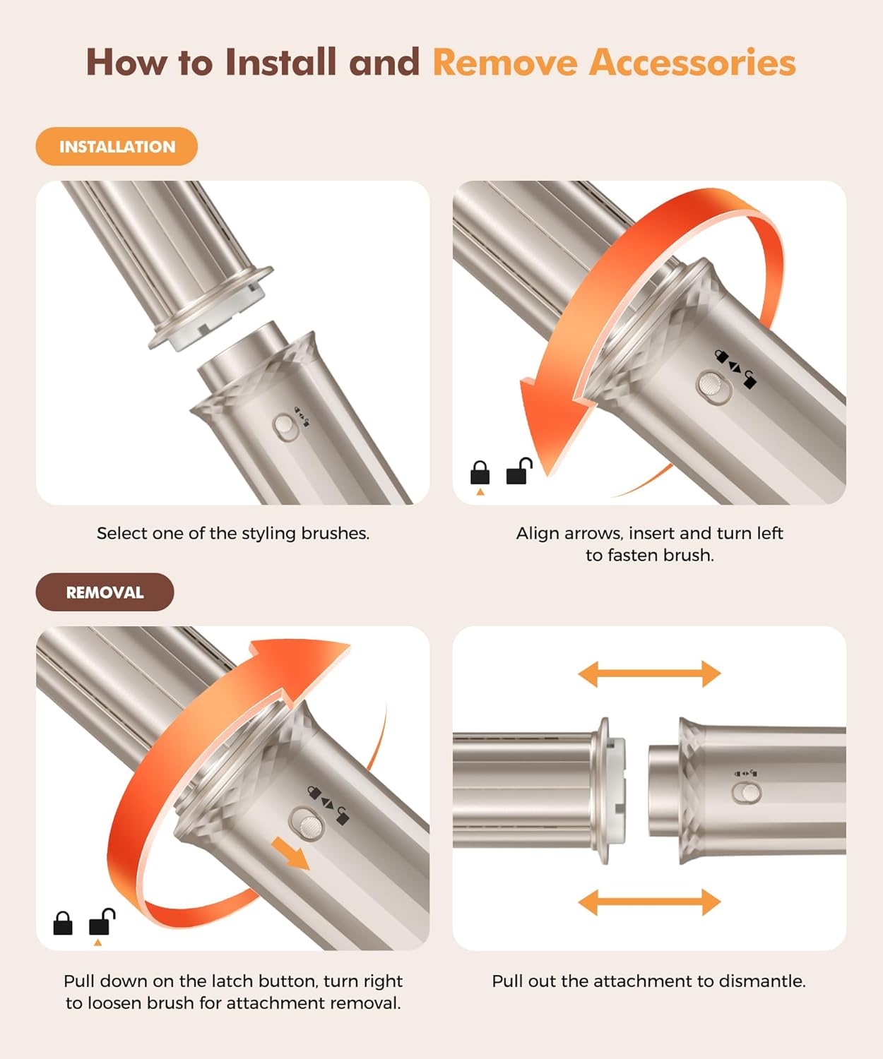 6-in-1 Gold Hair Dryer Brush and Styler with Auto-Wrap Curlers - Image 8