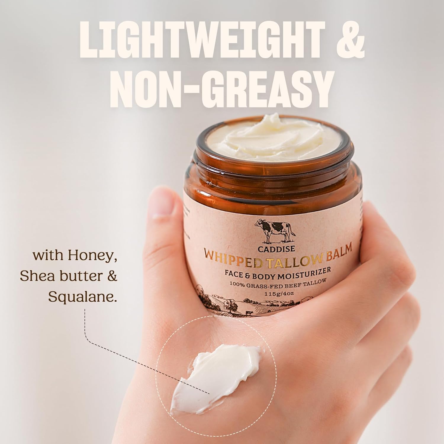 100% Grass-Fed Whipped Beef Tallow Cream Moisturizer for Face and Body, 4 Oz - Image 4