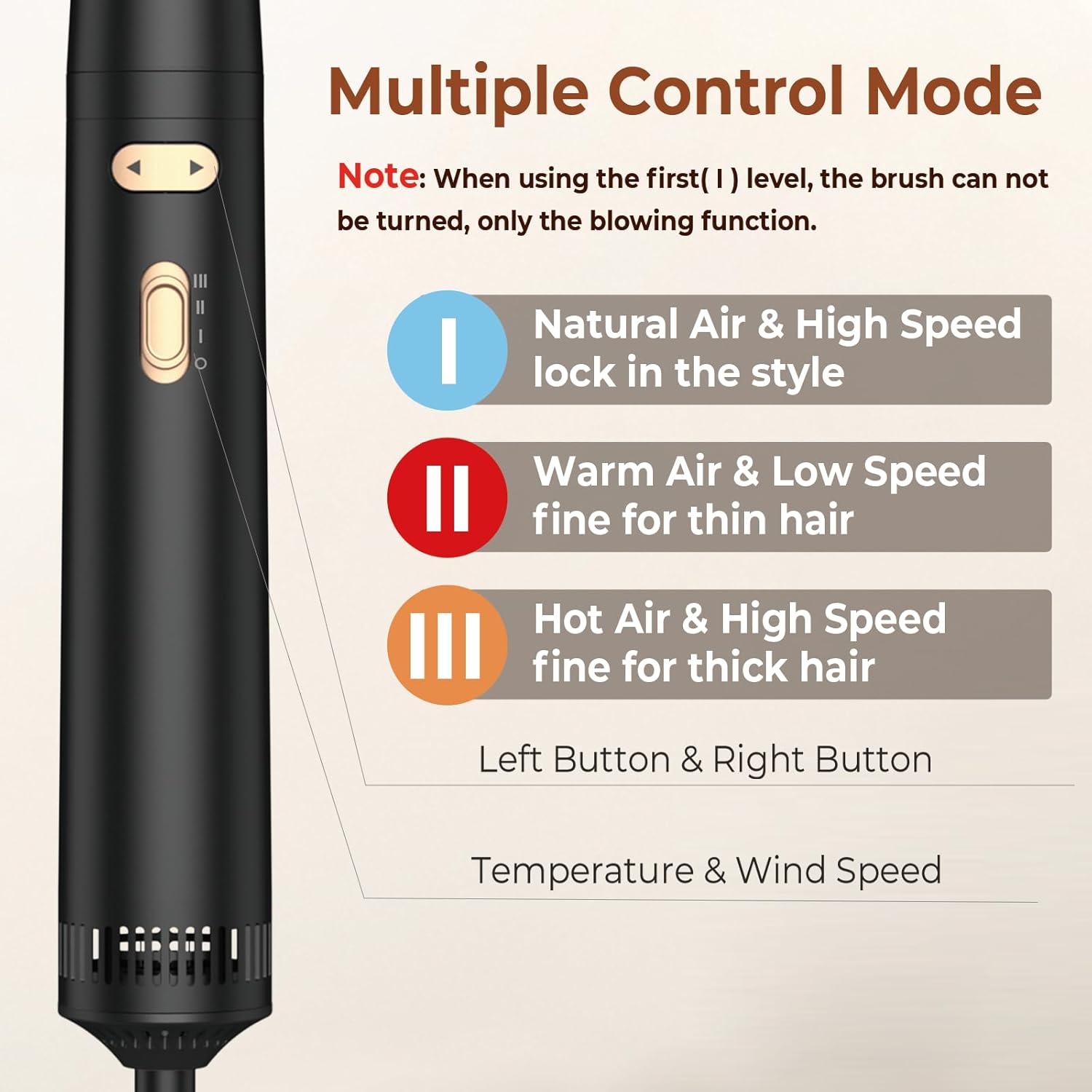3-in-1 Rotating Hair Dryer Brush Kit with Detachable 2 Inch & 1.5 Inch Brushes and 3 Heat Settings - Image 6