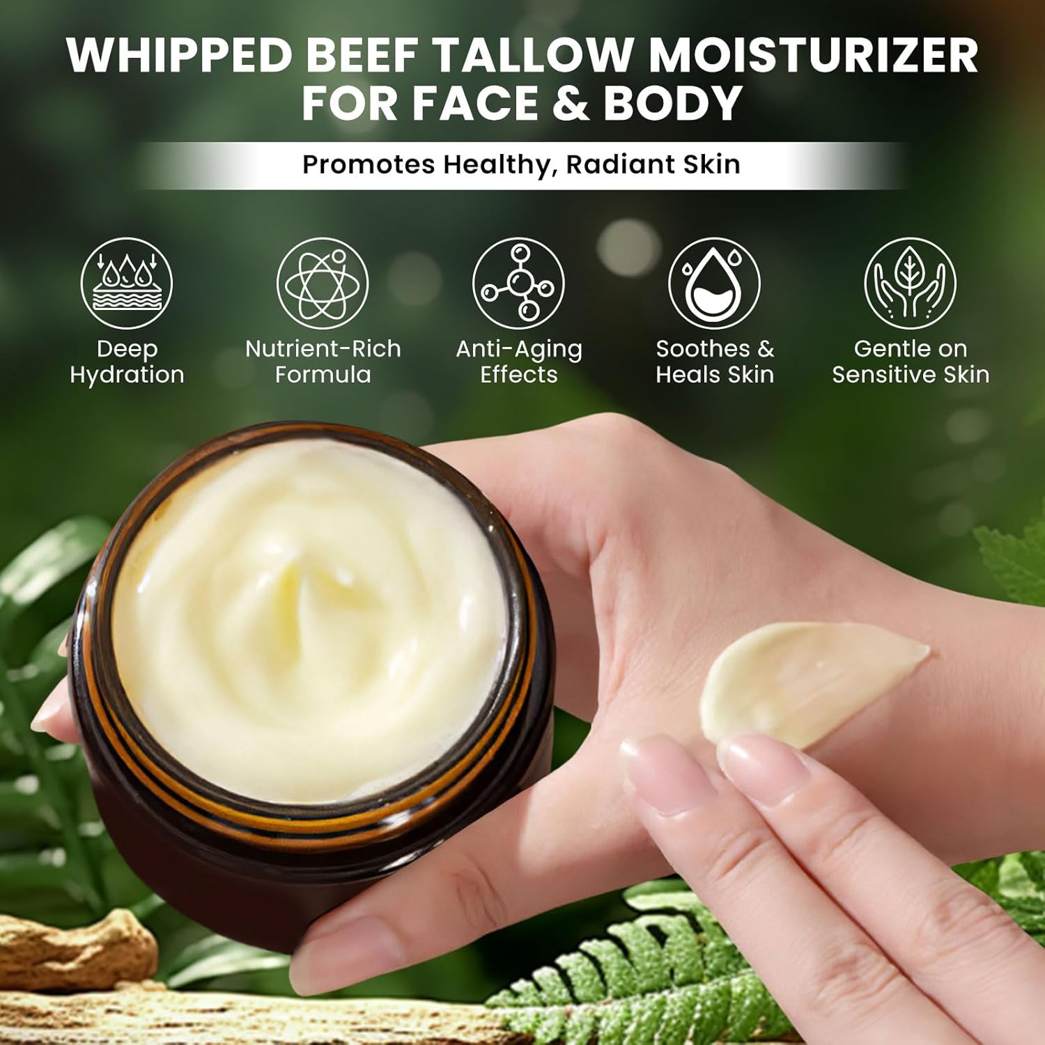 Organic Whipped Beef Tallow Balm with Manuka Honey 4 oz for All Skin Types - Image 3