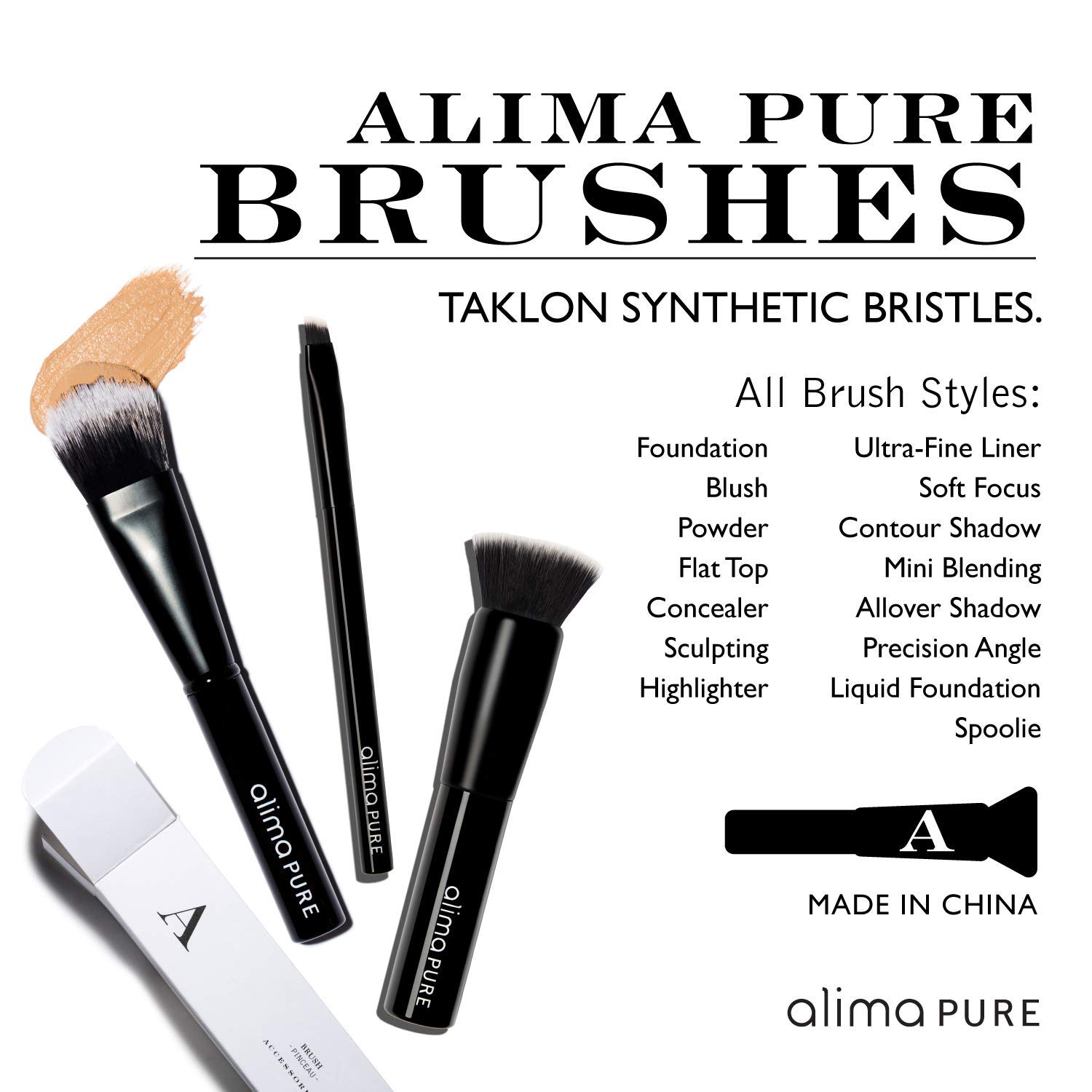 Alima Pure Flat Top Foundation Brush Soft Synthetic Bristles Flawless Application 1 Count - Image 2