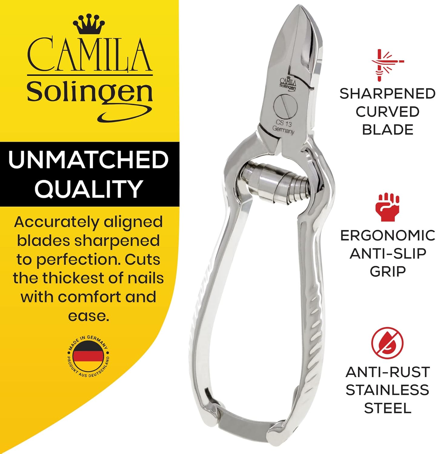 Large Heavy Duty CS13 Toe Nail Clipper for Thick Nails Stainless Steel 20mm Blade - Image 2