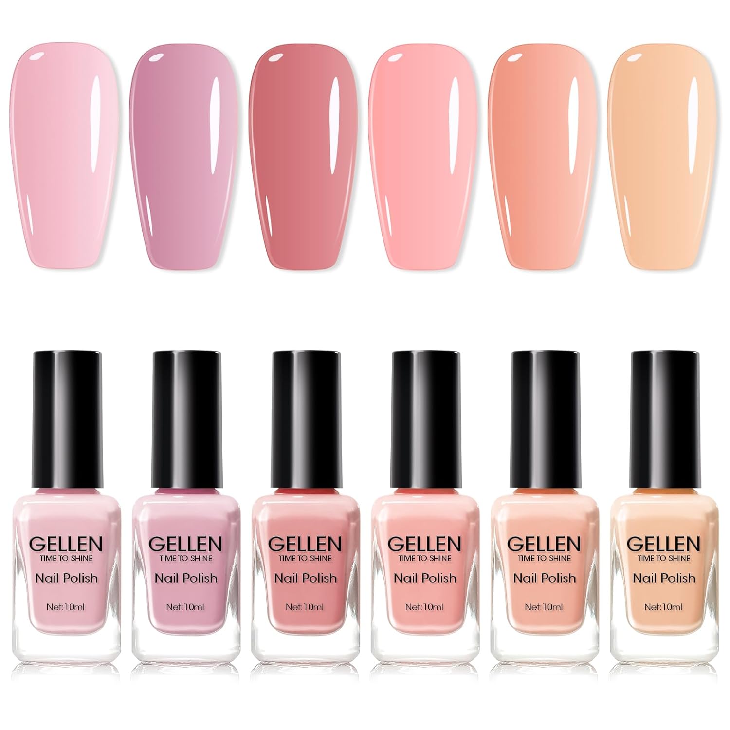 GELLEN Nude Nail Polish, Quick Air Dry Natural Traditional Regular Nail Polish 6 Colors Set for Acrylic Natural Nails Home Salon All Season, Chip Resistant, Not Gel, No UV, Hema Free, Non-toxic