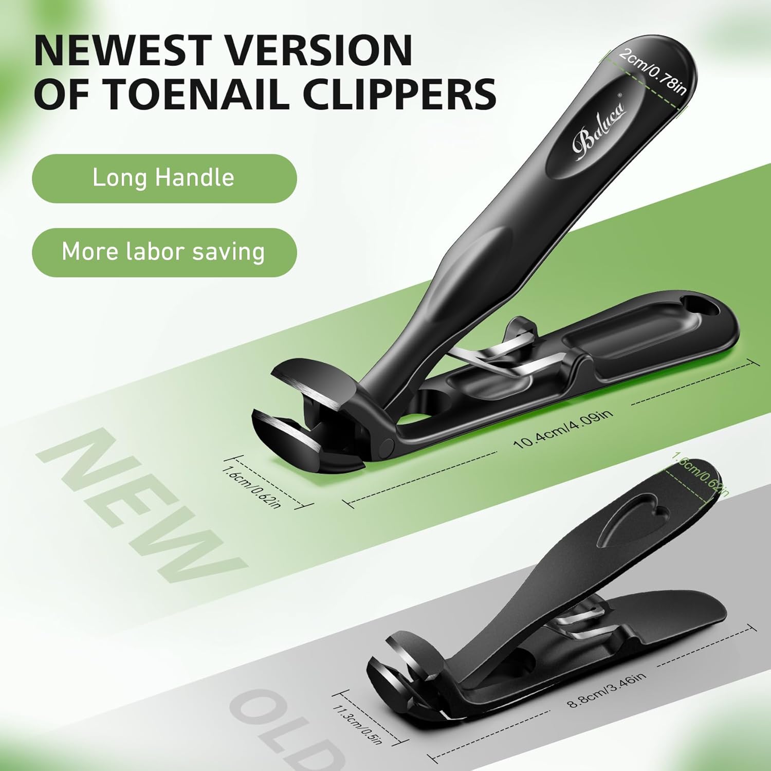 BALUCA Pro Black Long Handle Heavy Duty Toe Nail Clippers for Seniors with Catcher - Image 7