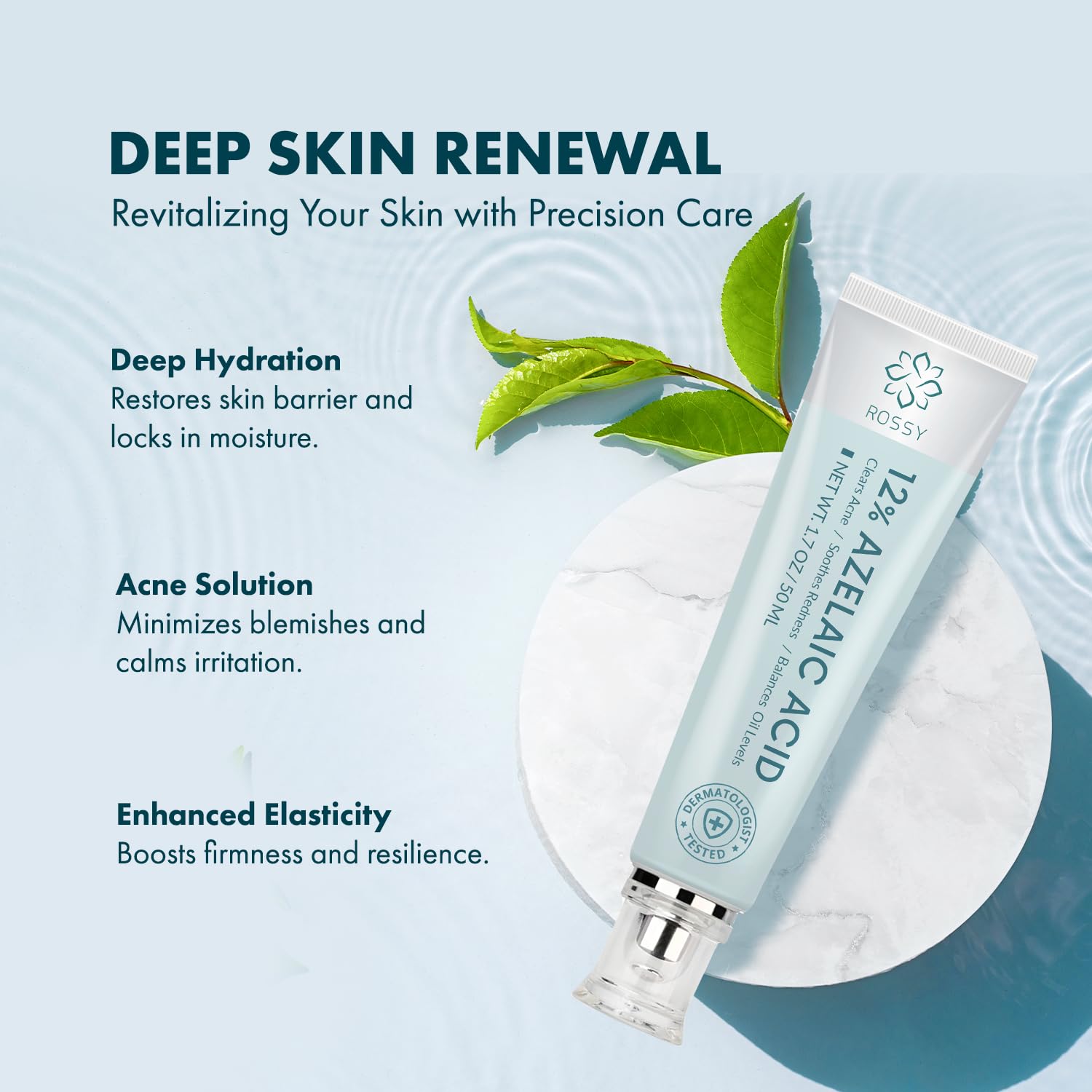 Rossy 12% Azelaic Acid Acne Cream 50ml Daily Anti-Blemish Facial Treatment for All Skin Types - Image 3