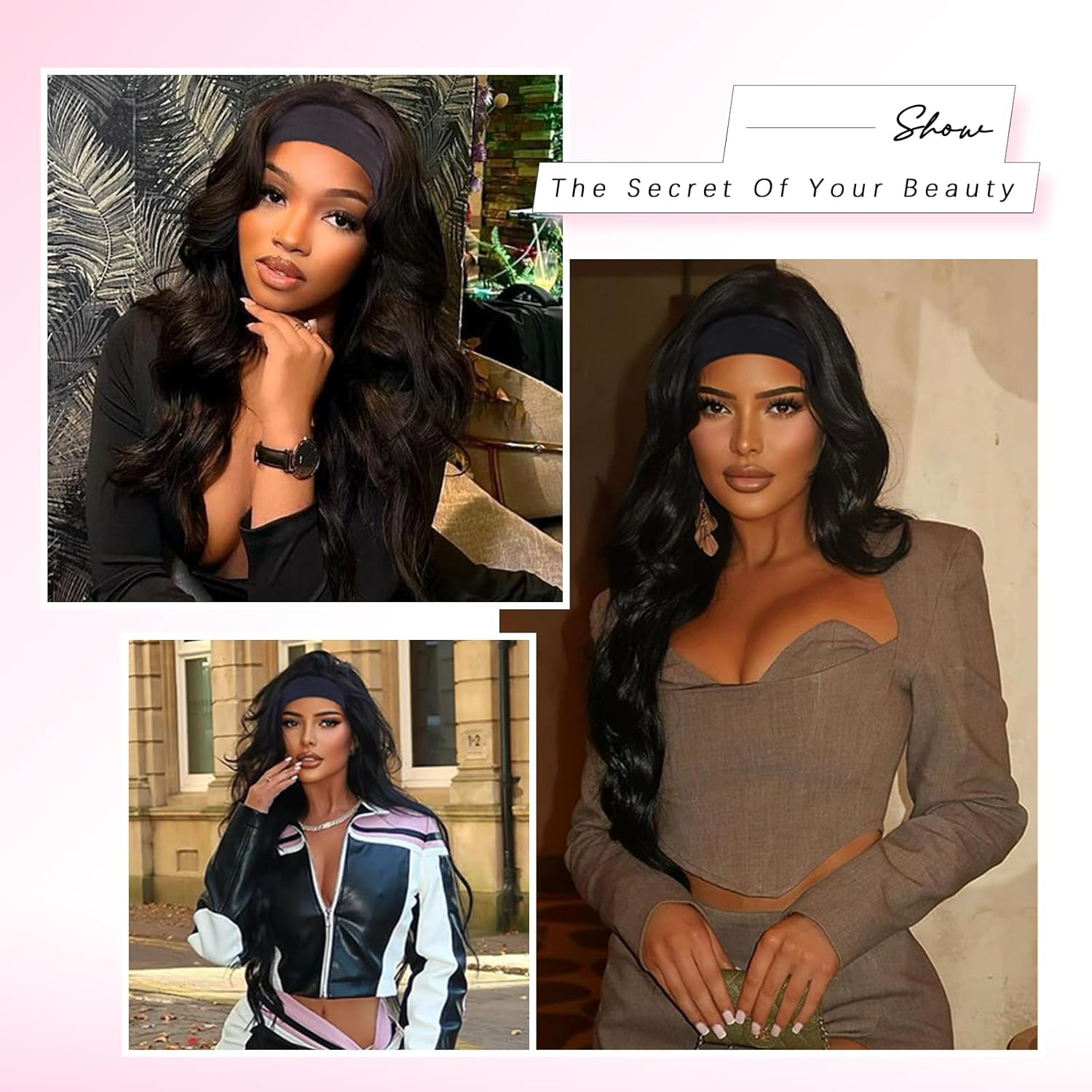 Body Wave Headband Wig for Black Women, Glueless, 24in Brazilian Virgin Hair, 180% Density - Image 6
