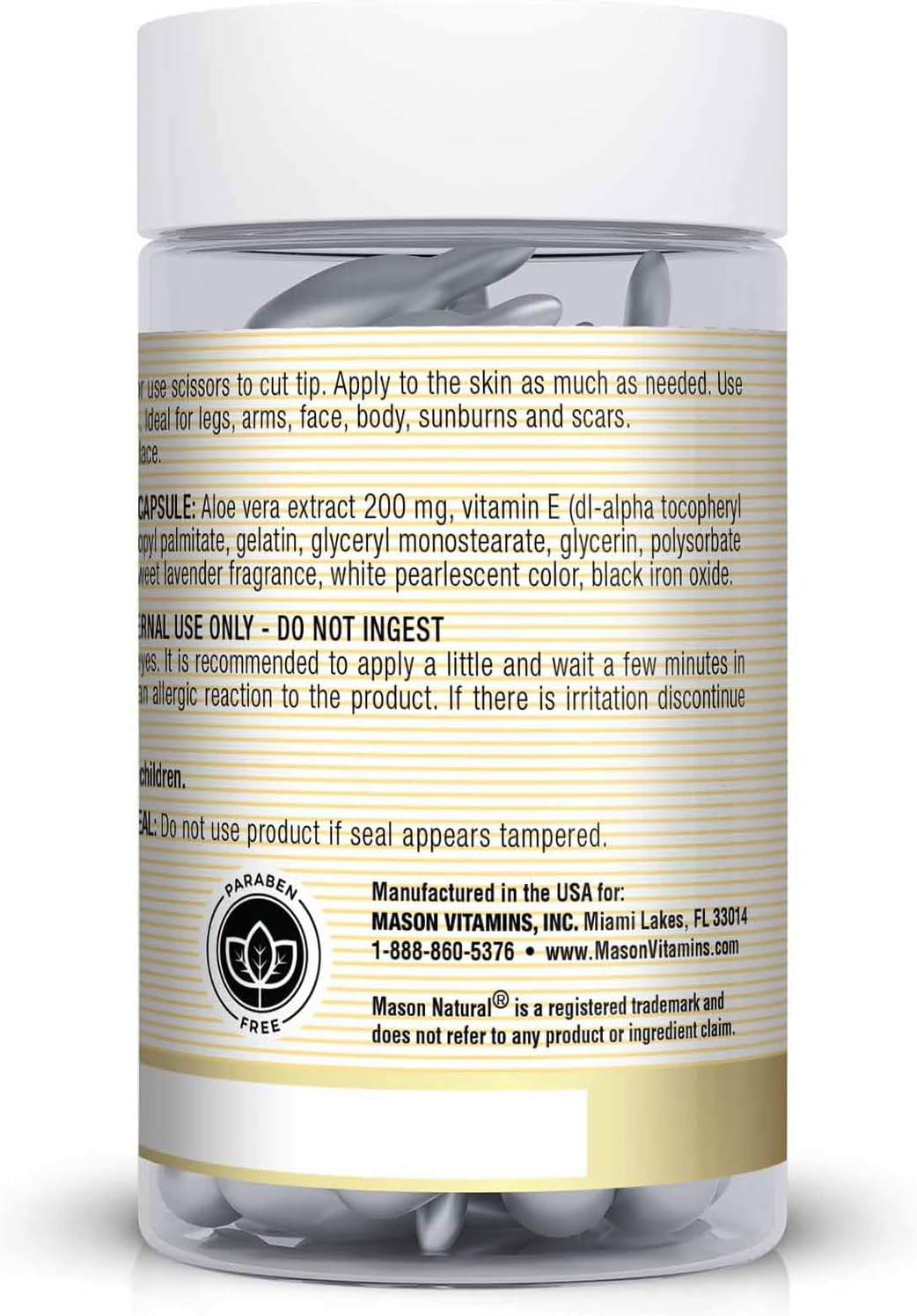 Mason Natural Aloe Vera Vitamin E Body Cream 60 Caps Conditioning Formula - Image 3