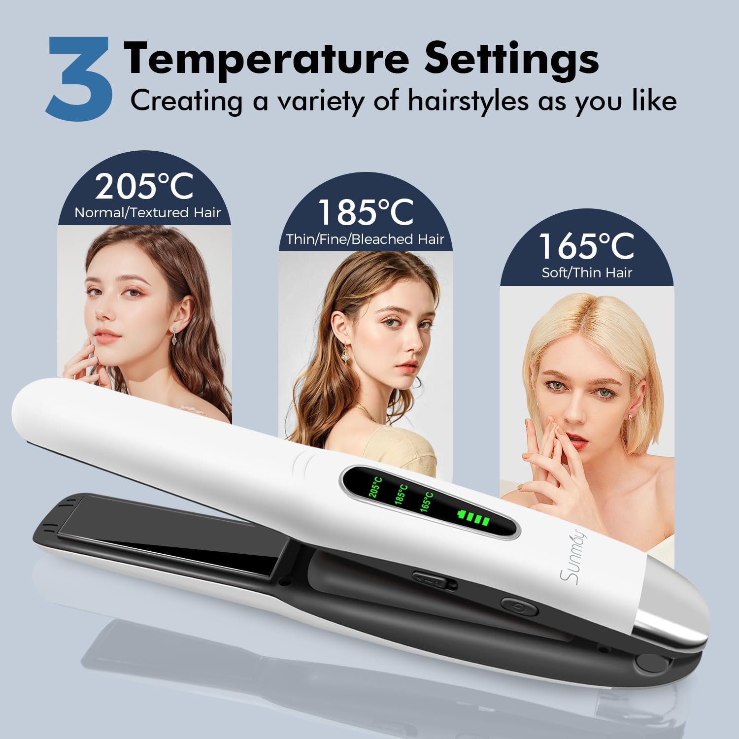 SUNMAY Portable 2-in-1 Mini Cordless Hair Straightener and Curler, 5000mAh Rechargeable - Image 7