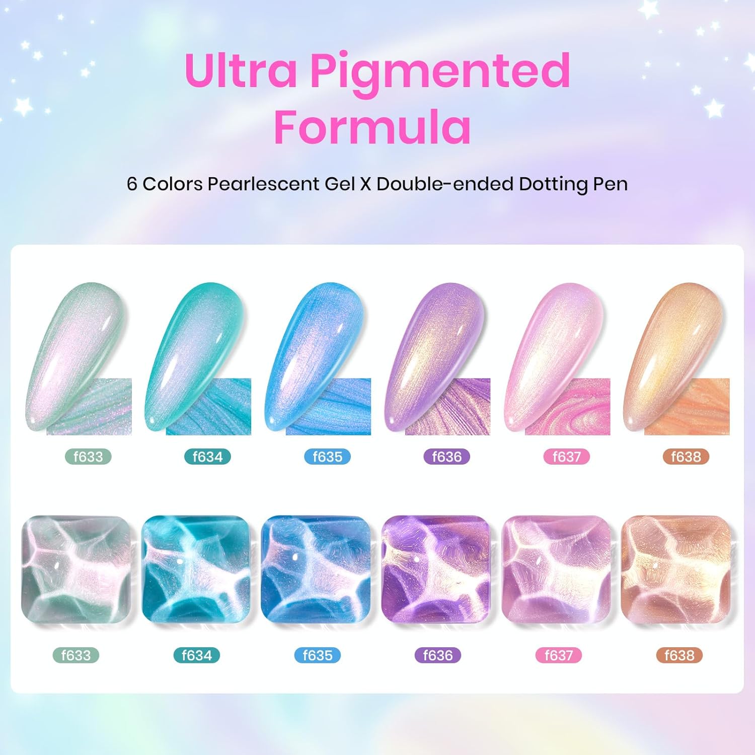 Beetles Pearl Gel Polish Set 6 Shimmer Glitter Colors for DIY Manicure Gift - Image 3