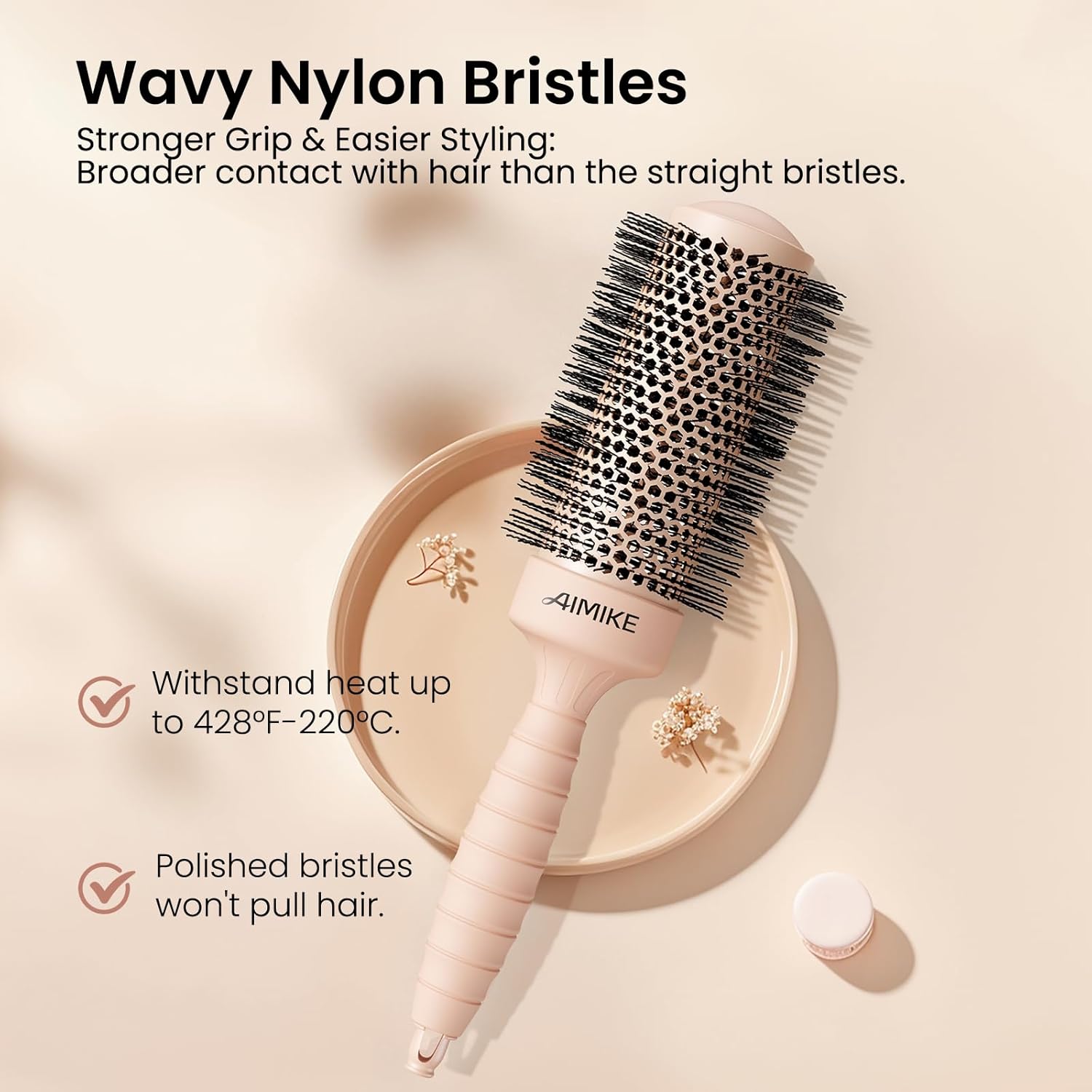 AIMIKE Nano Ion Thermal Ceramic Round Hair Brush, 1.7 Inch Medium Barrel - Image 5