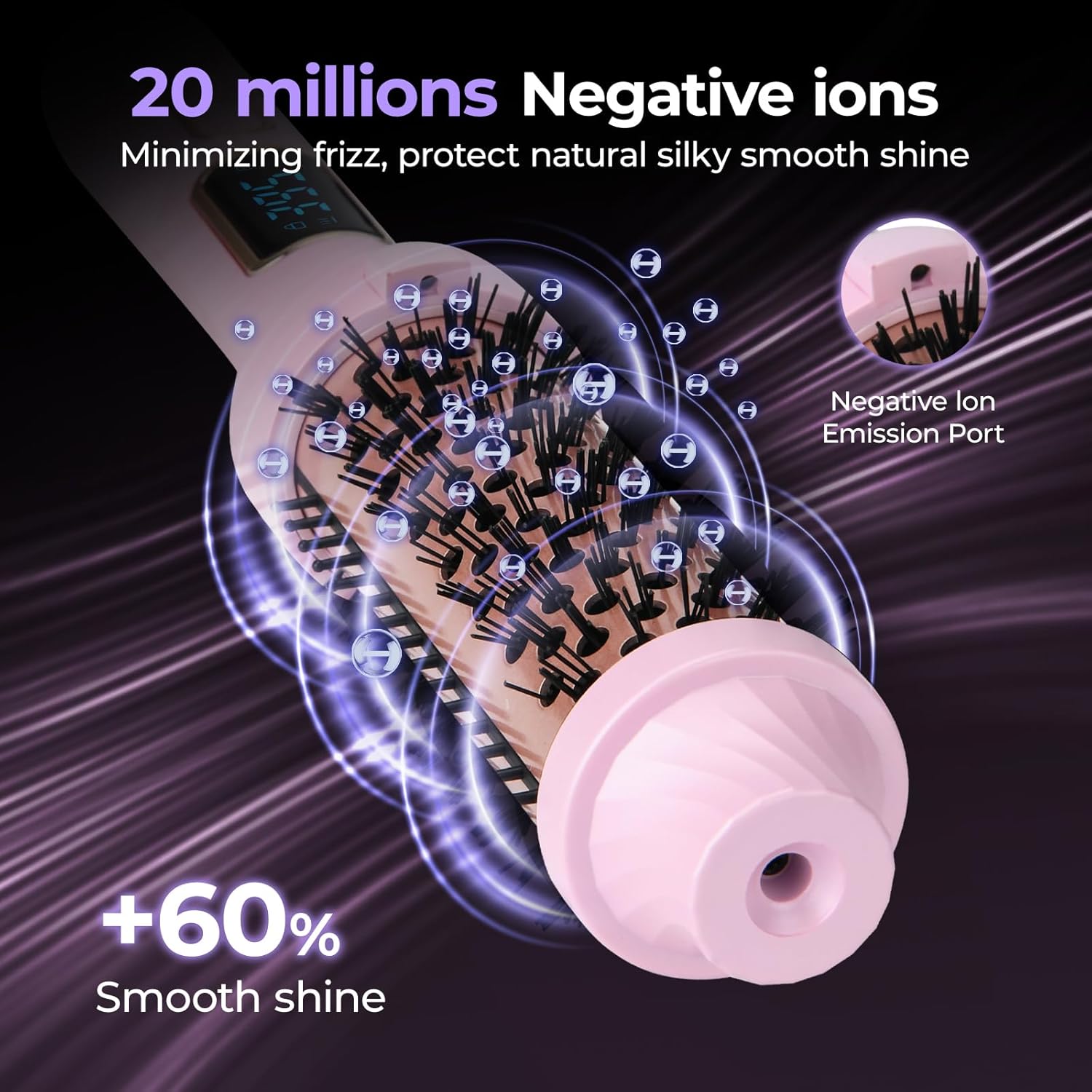 PRITECH 1.5 Inch Heated Round Styling Brush with Adjustable Temperature Control - Image 3