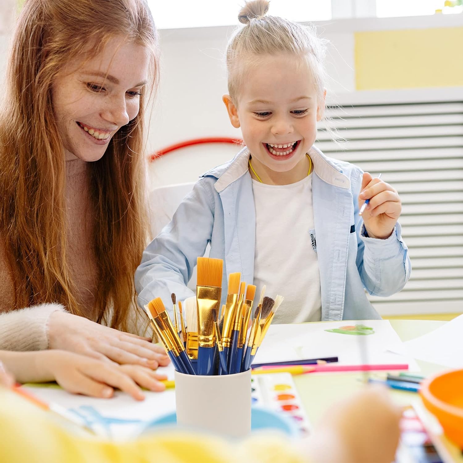 All Purpose 25 Piece Kids Craft Paint Brush Set for Acrylic Watercolor - Image 5