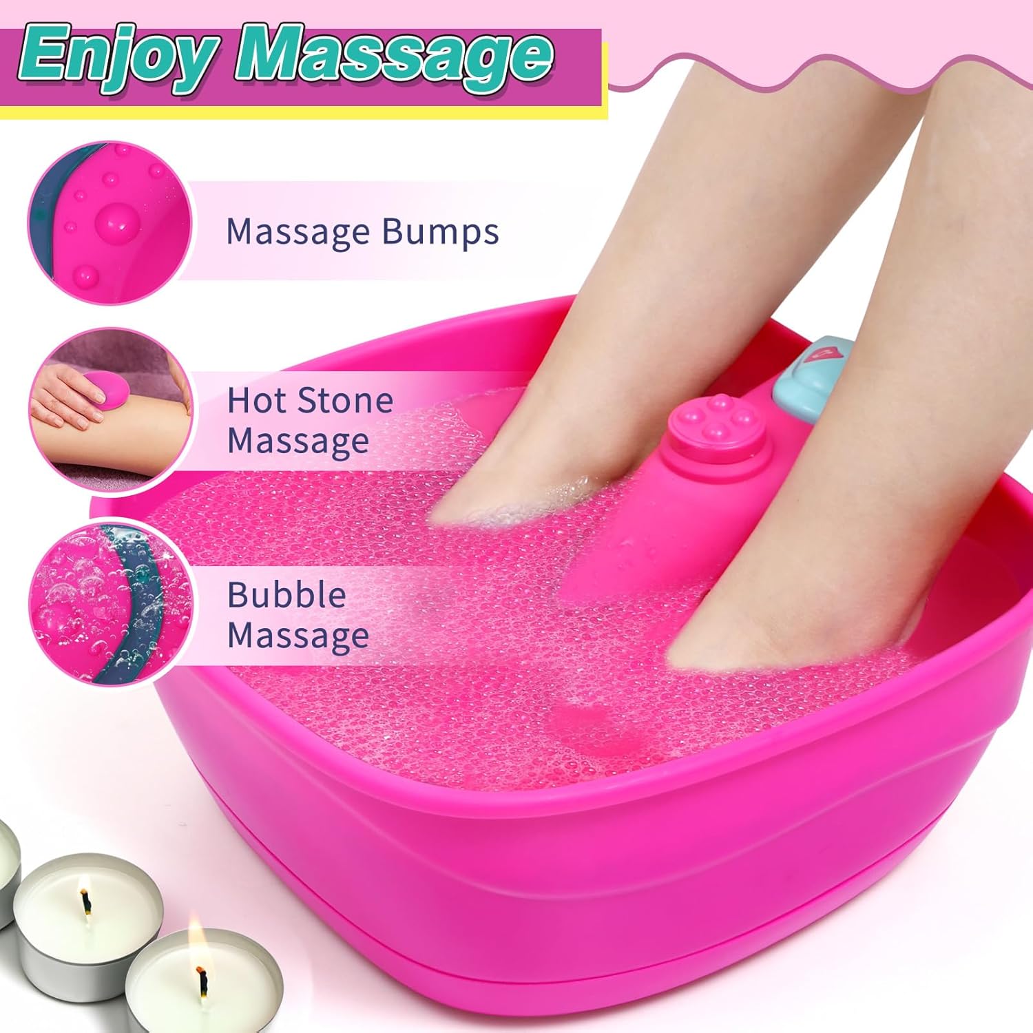 Golray Girls Foot Spa and Nail Kit Ages 5-12 Bubble Massage Soak Tub - Image 6