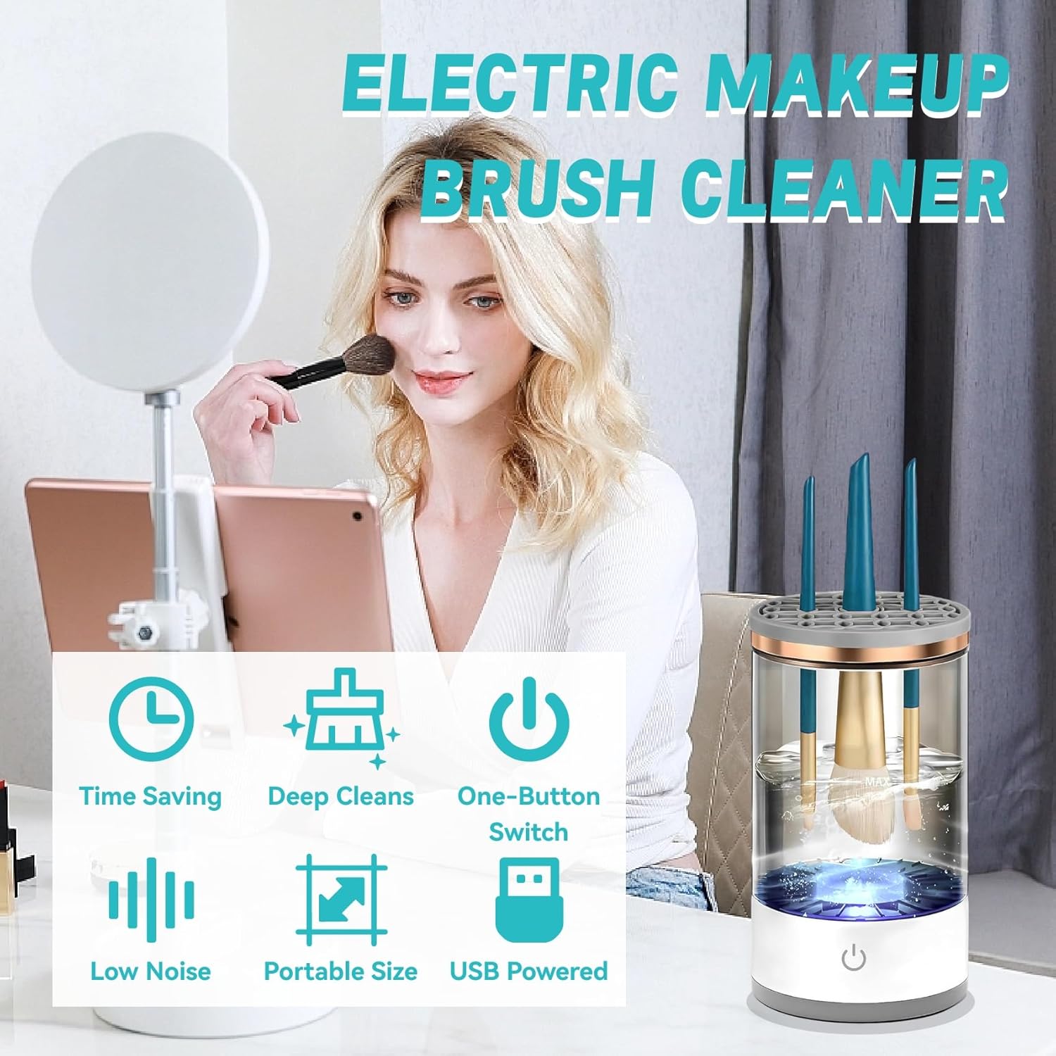 Automatic Electric Makeup Brush Cleaner Machine Black Fast Efficient Cleaning - Image 6