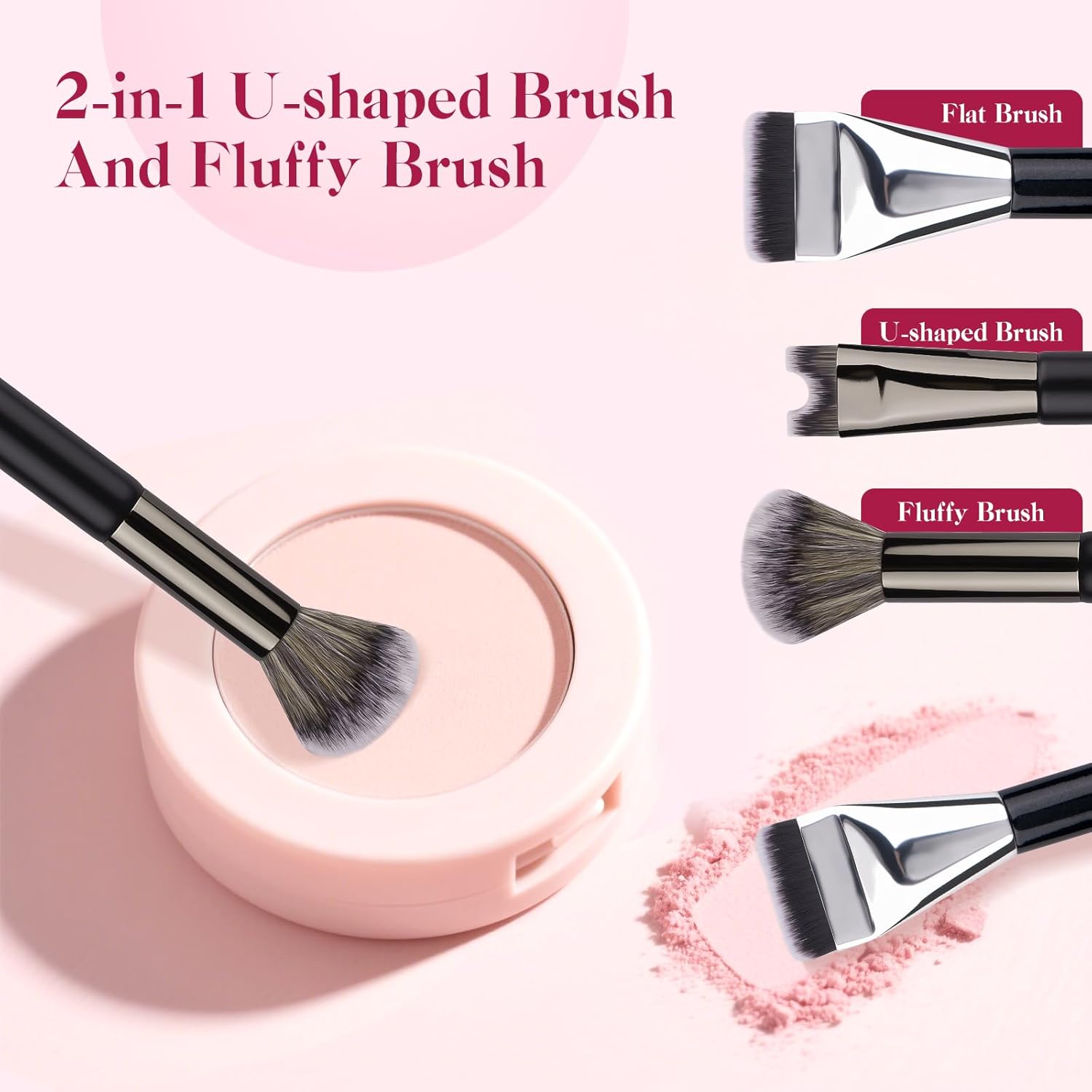 2-Piece U-Shaped Nose Contour Brush Set for Makeup and Highlighting - Image 6