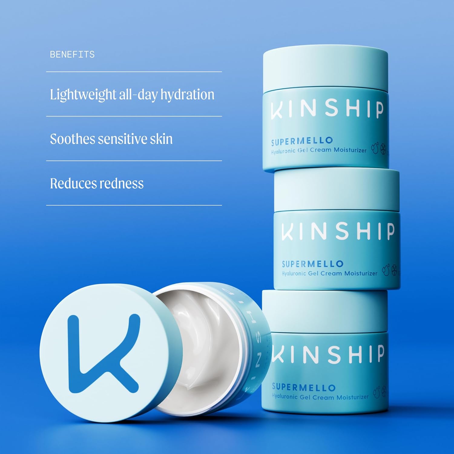 Kinship Supermello Hyaluronic Gel Cream Moisturizer 3.3 oz Lightweight Face Hydrator - Image 3