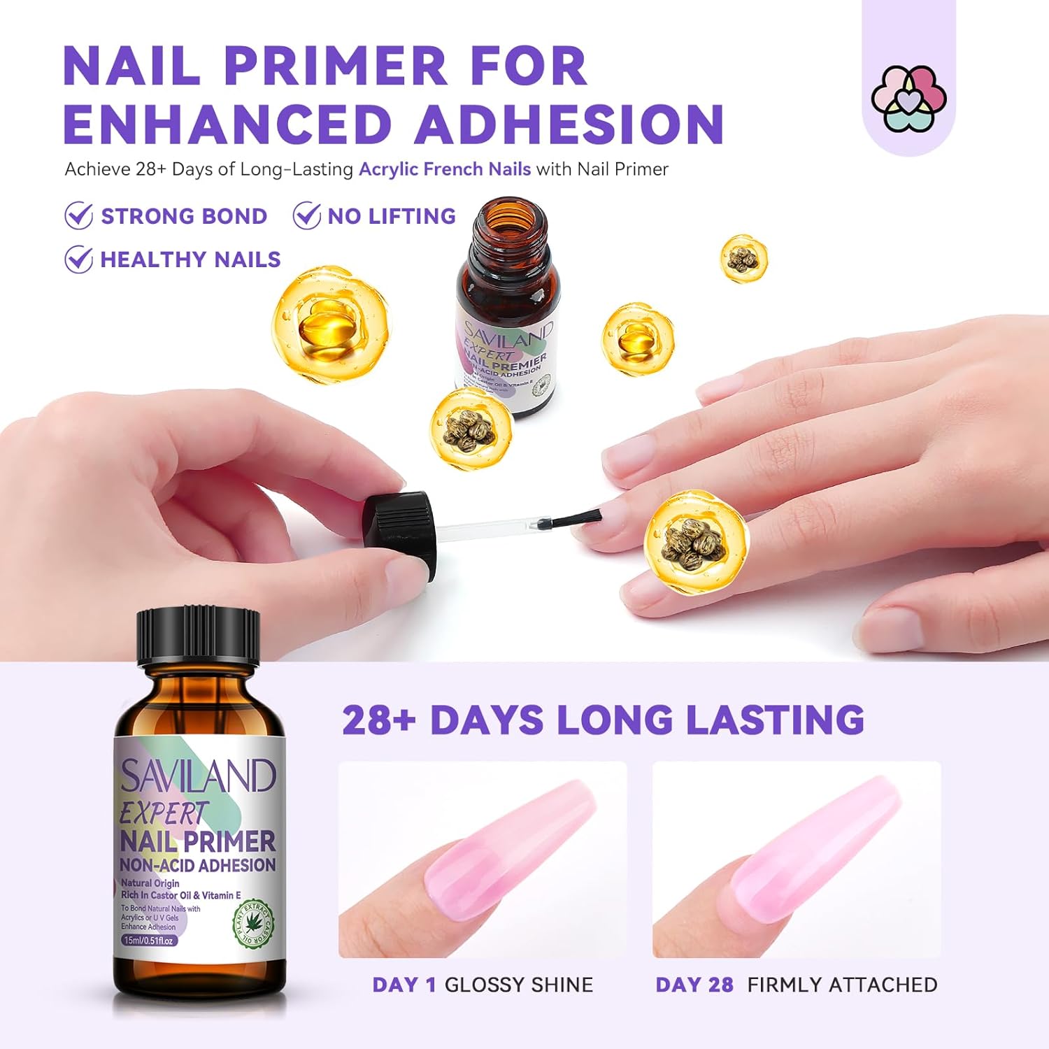 SAVILAND Acrylic Nail Kit for Beginners with Keratin Powder, Nail Primer, Glue, and Tools - Image 5