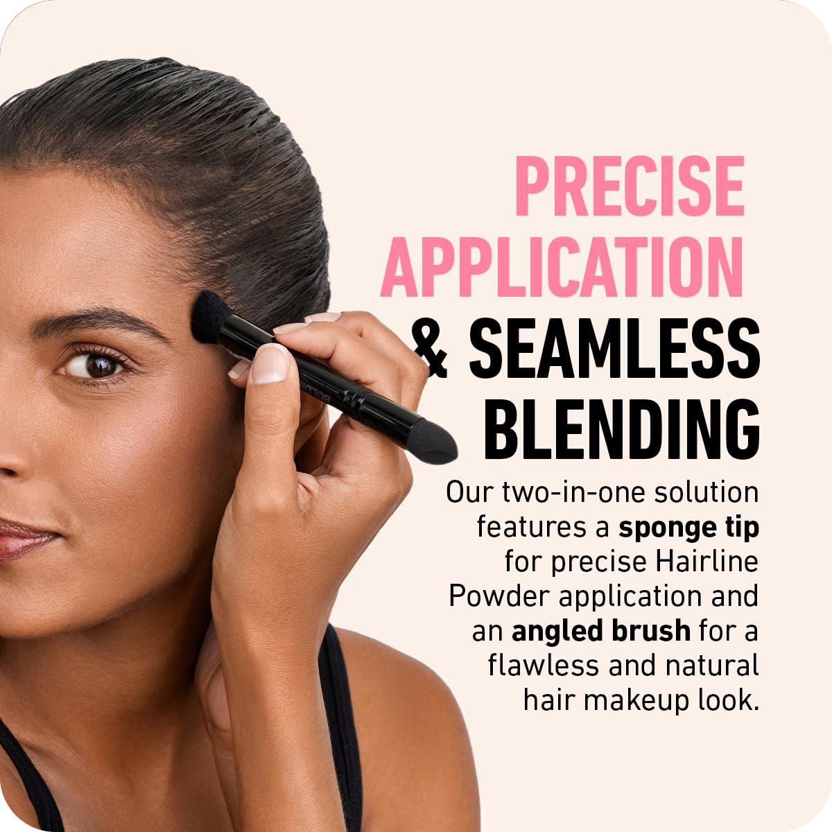 BOLDIFY Dual-Ended Hairline Powder Brush and Sponge Tip Blending Tool Set, Black - Image 2