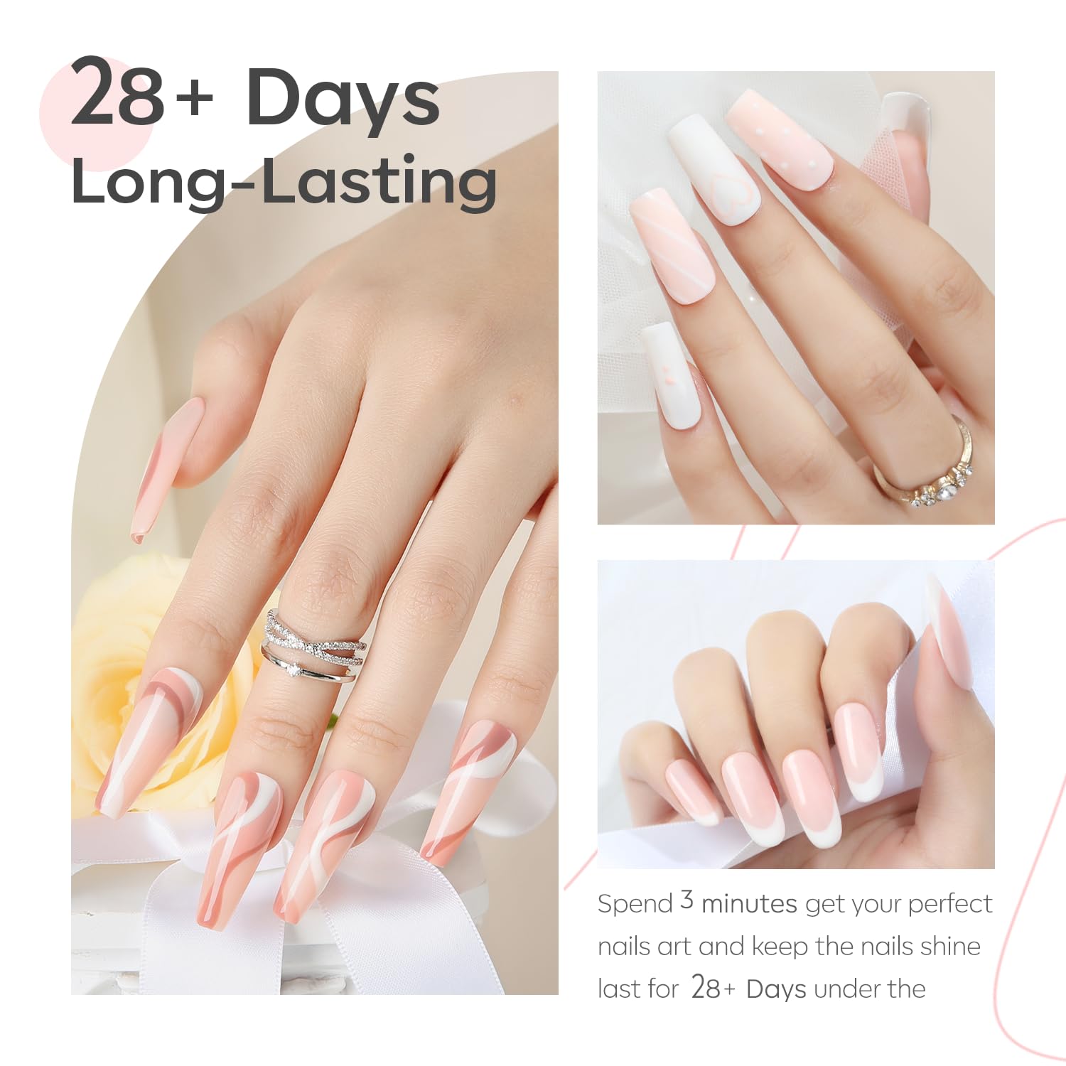 Modelones 6 Color Gel Nail Polish Set Nude Pink Milky White LED Soak Off Starter Kit - Image 4
