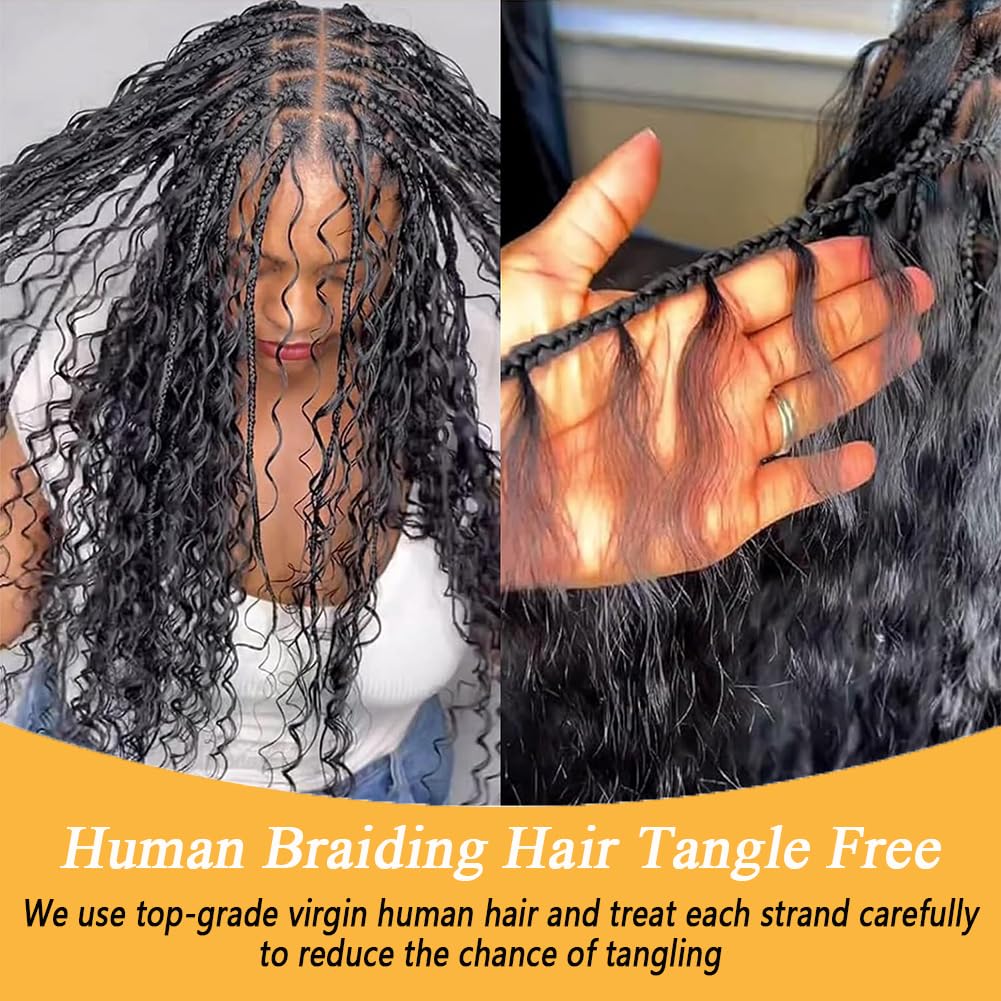 Human Braiding Hair Bulk Curly Bundles for Knotless Braids 100g Natural Color 2 Bundles - Image 3