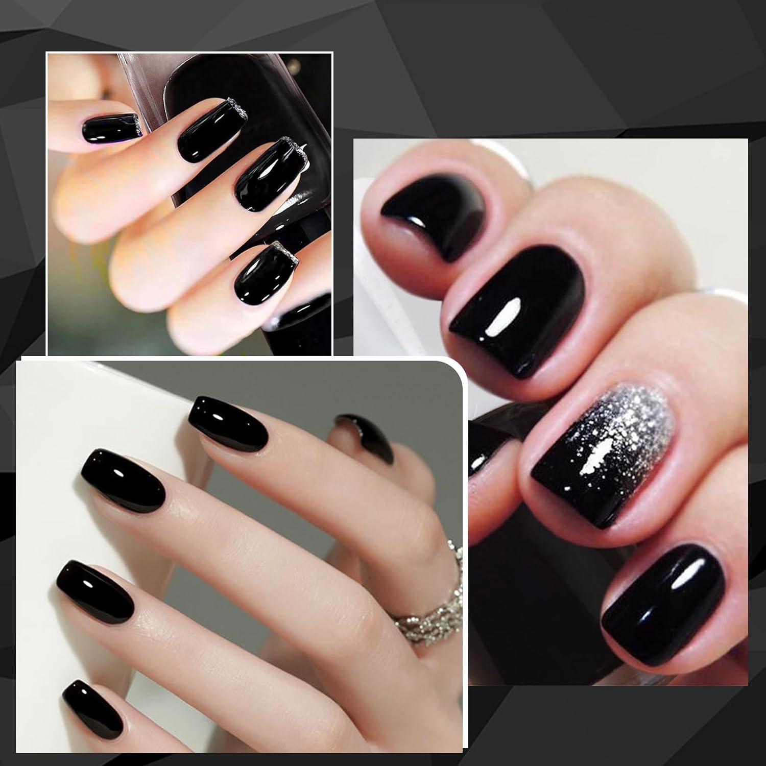 COSMOO 12ml Solid Black Vegan Nail Polish, Quick Dry Chip-Resistant Lacquer 0.41 fl oz - Image 8