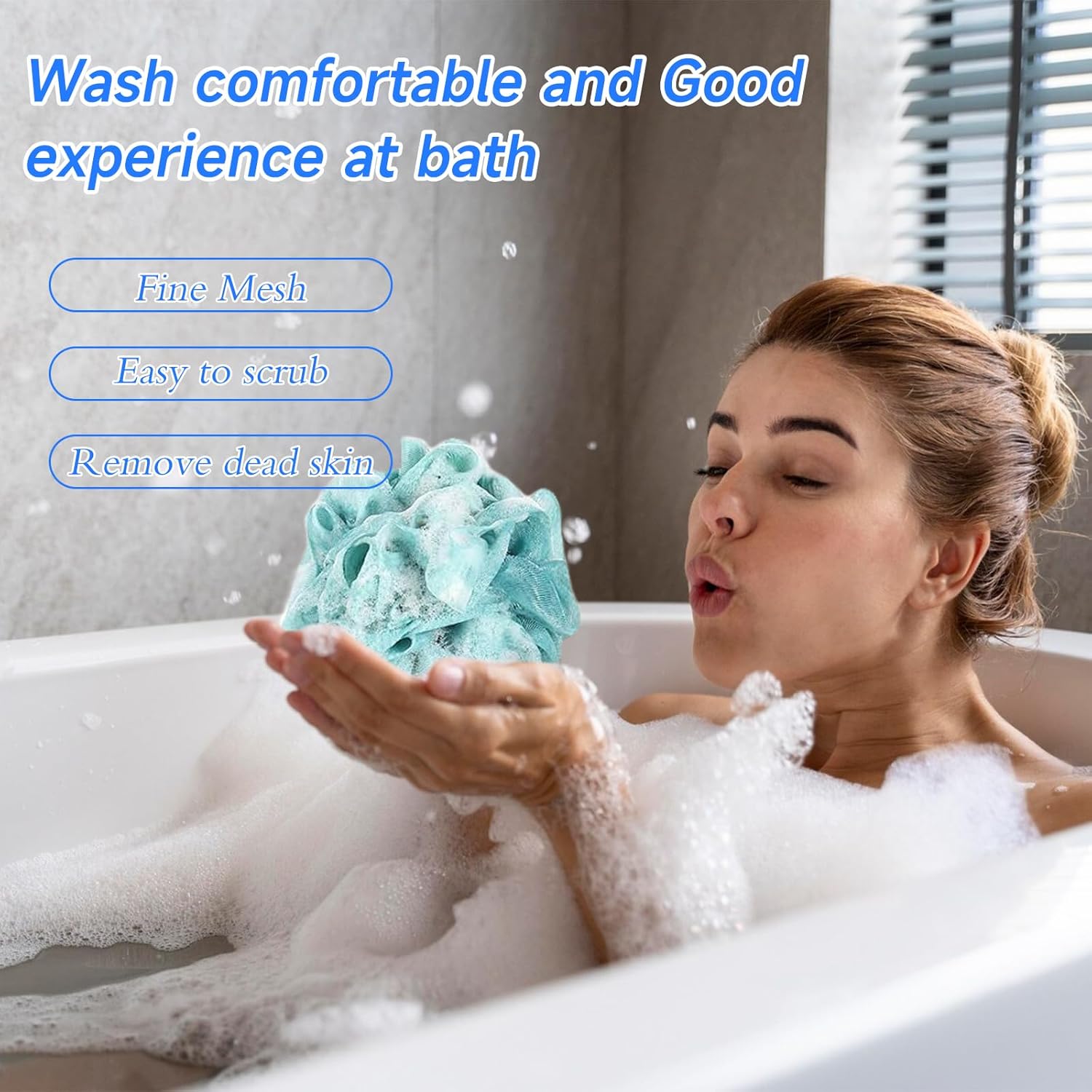 Exfoliating Luffa Loofah Bath Sponge Pouf 50g Set 4 Colors for Men Women - Image 5