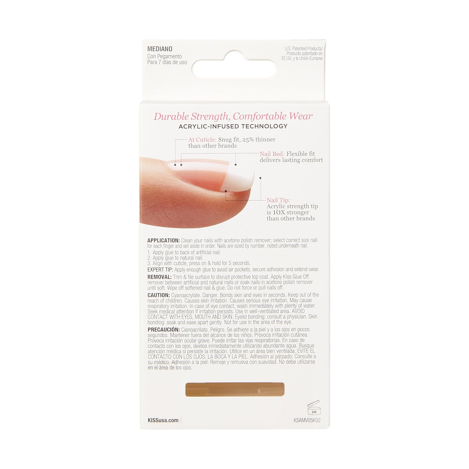 KISS Salon Acrylic French Manicure Kit, Medium Square Fake Nails, 28 Piece Set - Image 2