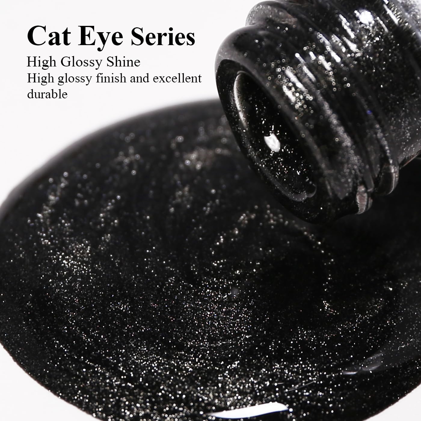 Imtiti 15ML Cat Eye Gel Nail Polish with Black Holographic Glitter and Magnet - Image 7