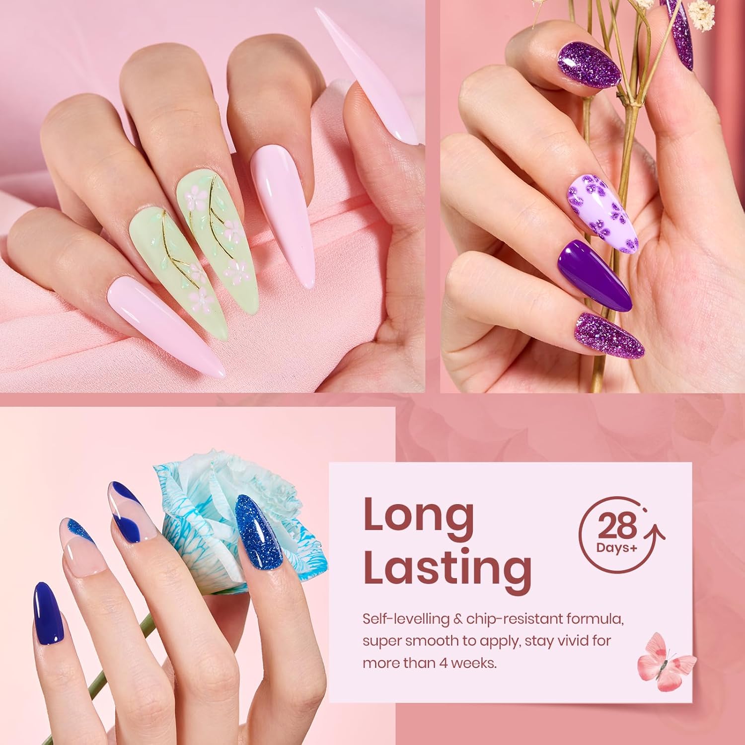 Beetles 36 Color Verse of Flower Gel Polish Set with Base Top Coat and Nail Art Stickers - Image 5
