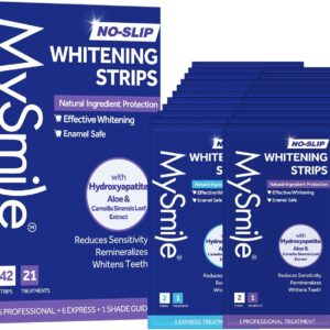 MySmile Teeth Whitening Strips 21 Treatments Kit, Hydroxyapatite-Infuse White Strips, Non-Sensitive Teeth Whitening with Soothing Natural Ingredients, Enamel-Safe, Residue-Free, Non-Slip(42 Count)