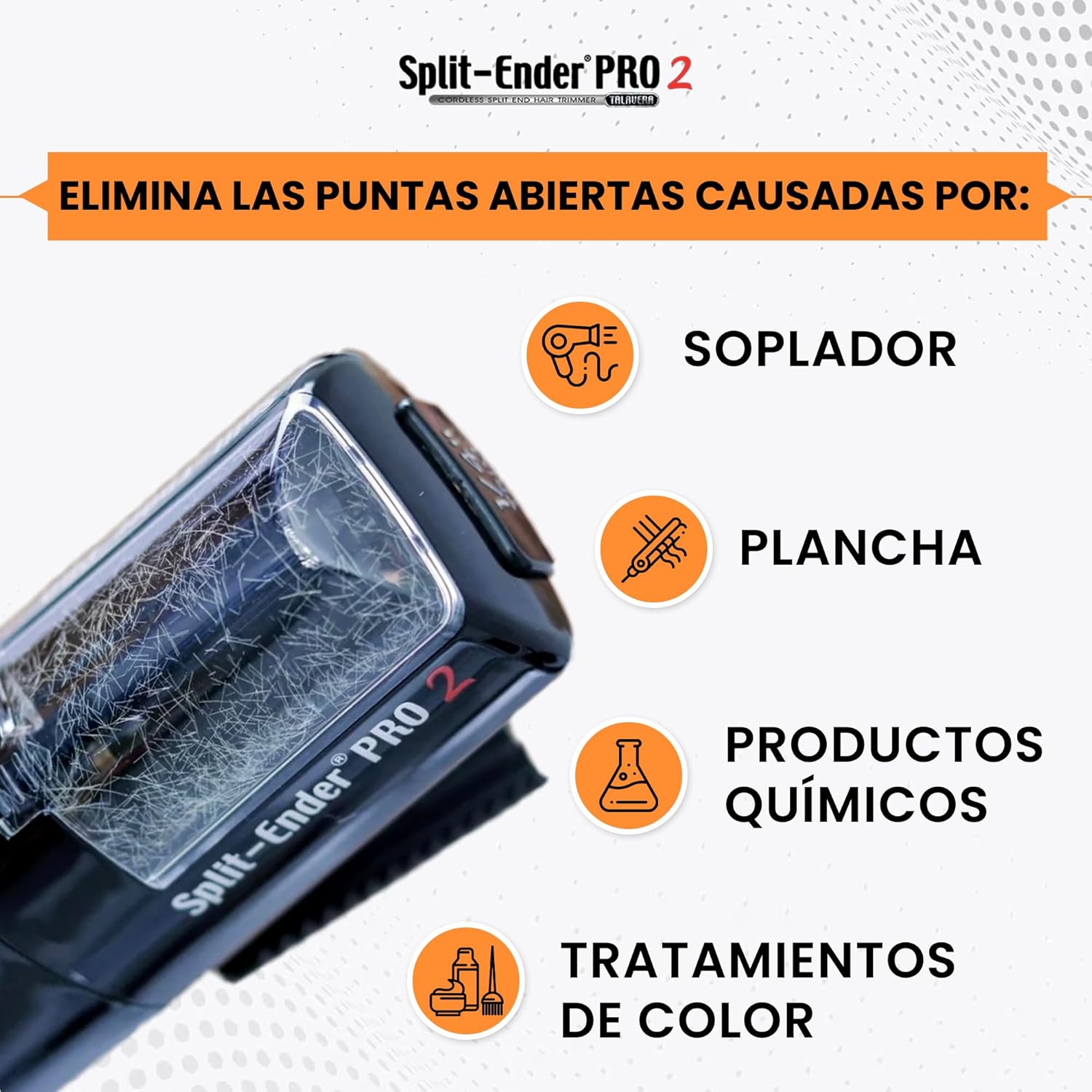 Pro 2 Cordless Split End Hair Trimmer Rechargeable 2-in-1 Clipper for All Hair Types Black - Image 4
