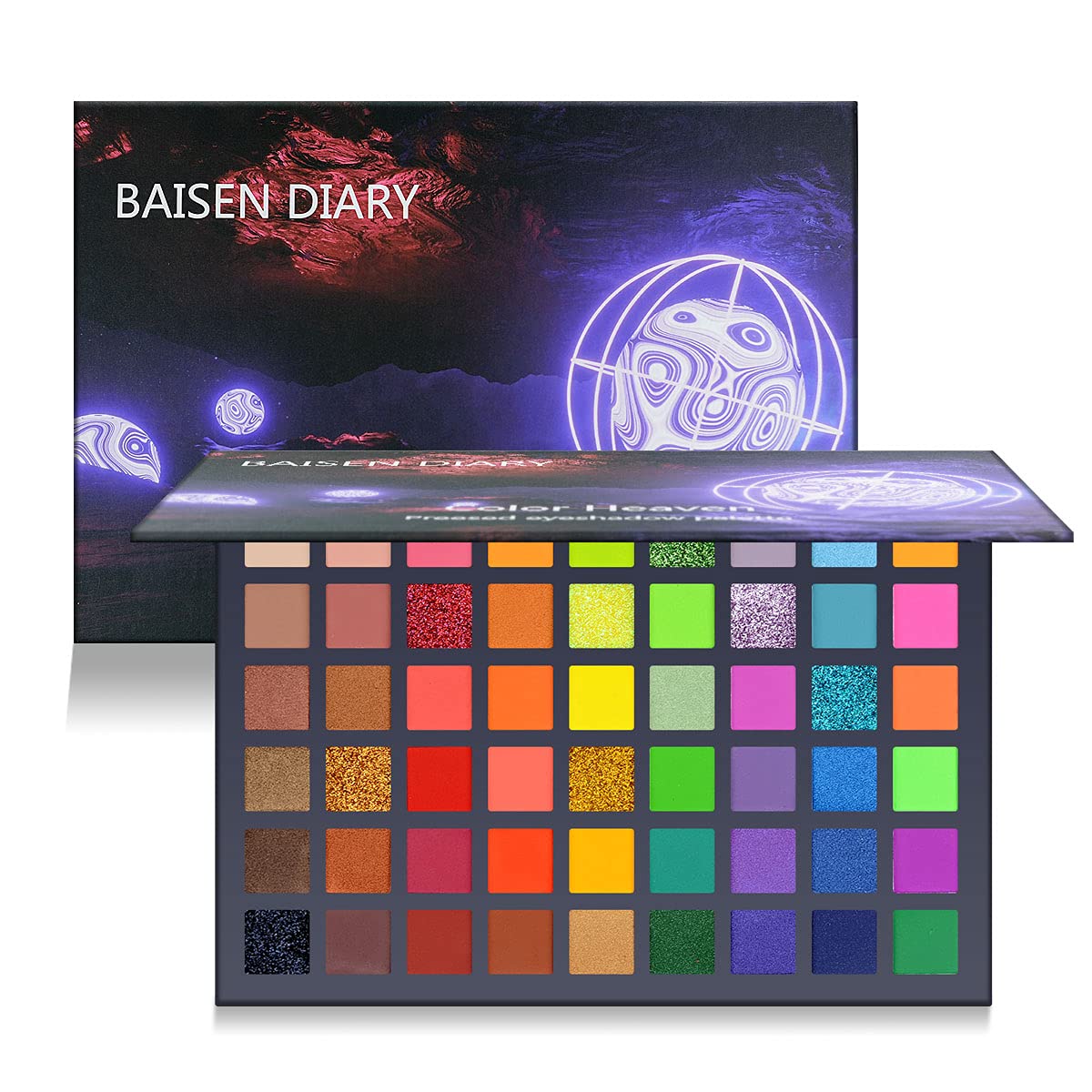54 Colorful Eyeshadow Palette, Neon Green Shimmer Matte Glitter Eye Shadow Natural Naked Colors Makeup Eyeshadow Waterproof Long Lasting Highly Pigmented Gift Set Make Up Palletes
