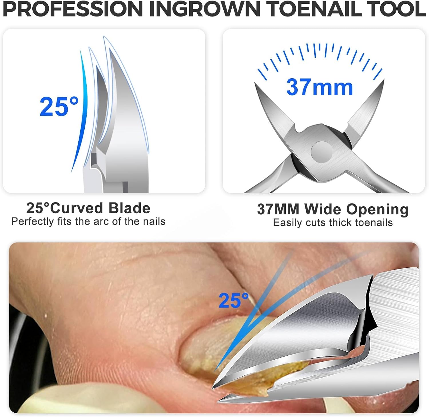 Extra Long Handle Heavy Duty Toenail Clippers for Thick Nails Curved Blade Senior Friendly - Image 2