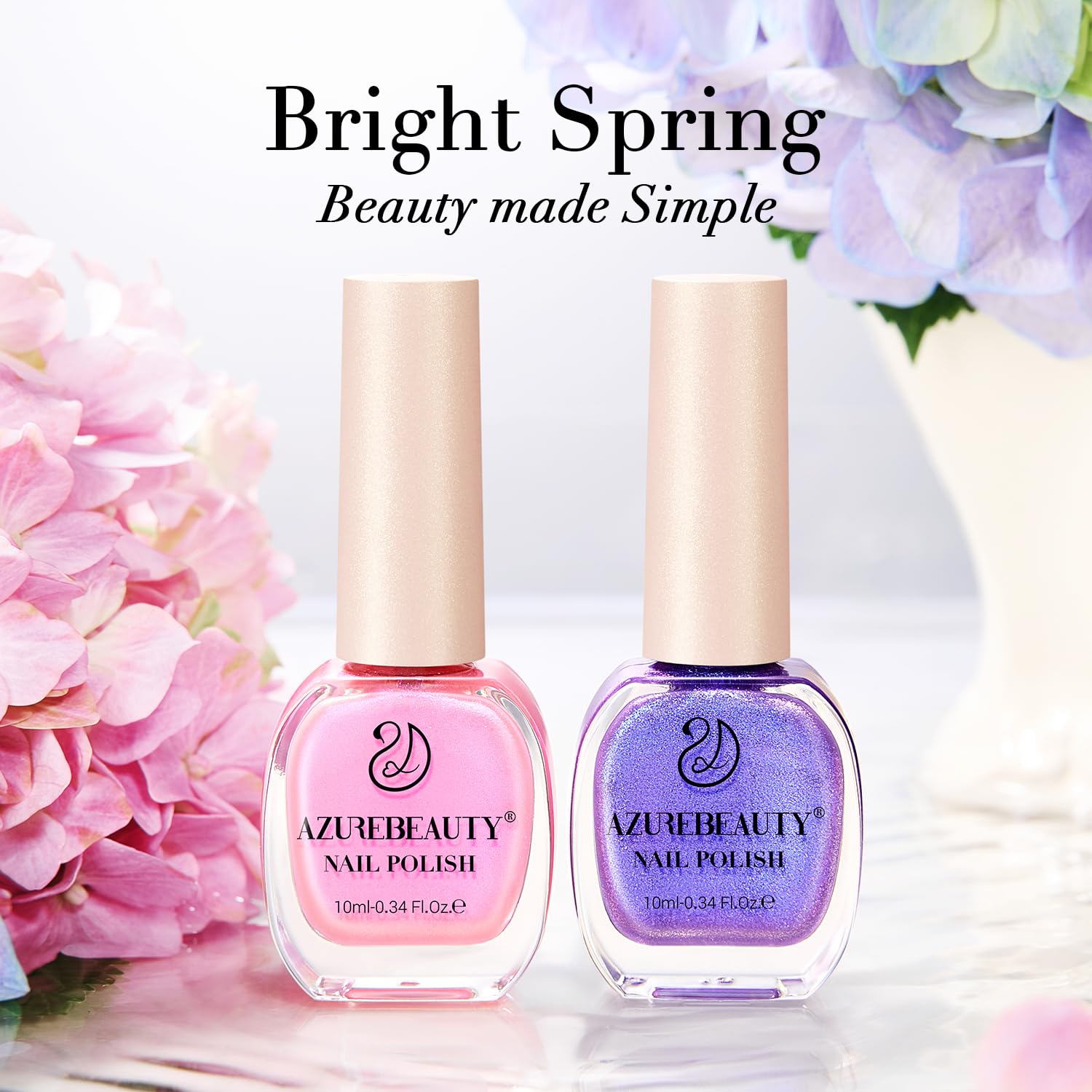 AZUREBEAUTY 2 Piece Pink Purple Holographic Glitter Nail Polish Set, Quick Dry, 0.34oz - Image 7