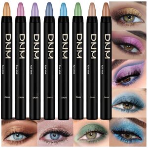 AMY'S DIARY Cream Eyeshadow Stick Set, Waterproof Pearl White, Black, Grey, Silver Shimmer Metallic Eyeshadow Crayon (Set06)