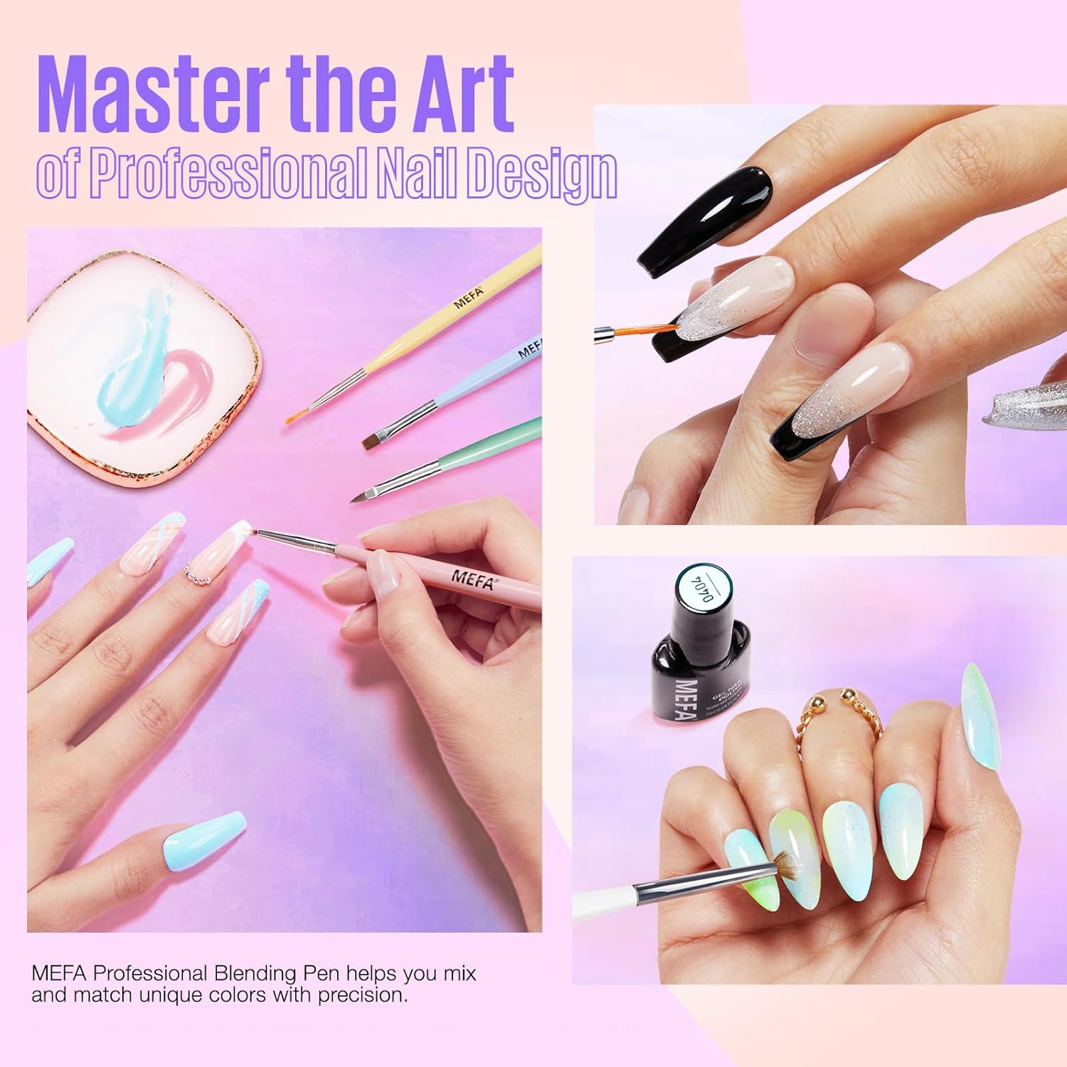 MEFA 8-Piece Nail Art Brush Set for Home Gel Polish and Liner Designs - Image 8